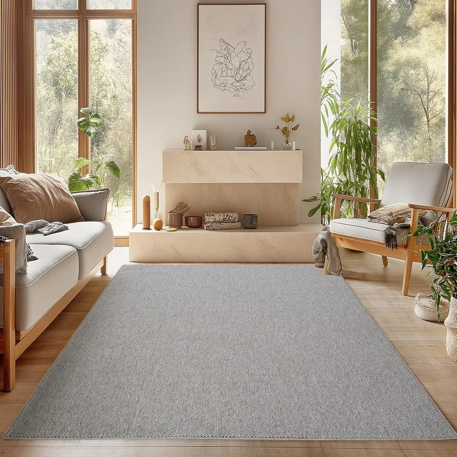 SIMPEX Teppich 280x370 cm Grau Einfarbig Bouclé Schlingenflor Skandi Stil Modern Weich Strapazierfähig Pflegeleicht XXL…