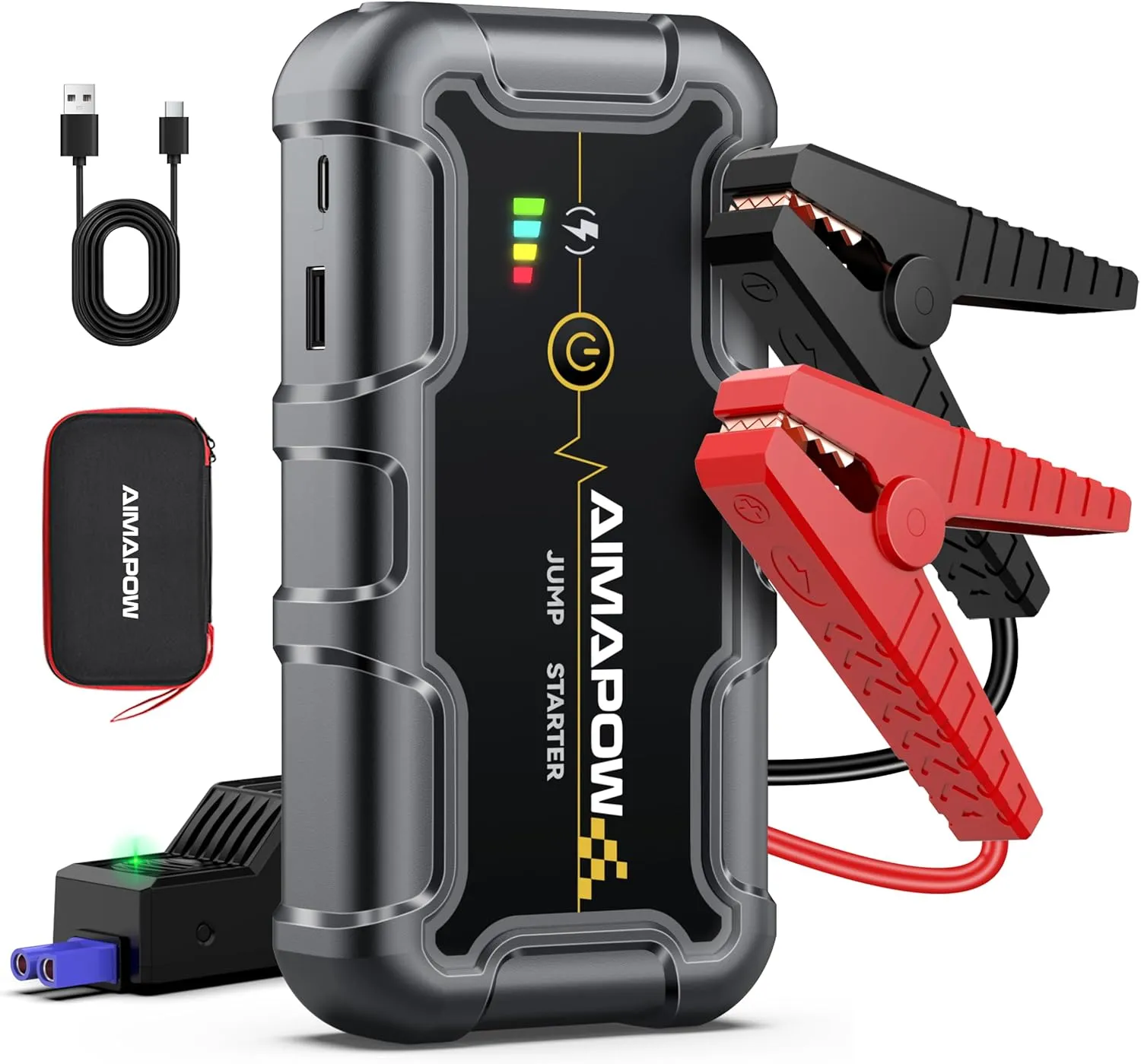 AIMAPOW Starthilfe Powerbank 8000A 12V (All Benziner/10,0L Diesel) Auto Starthilfe mit LED-Taschenlampe, großen Bildsch…