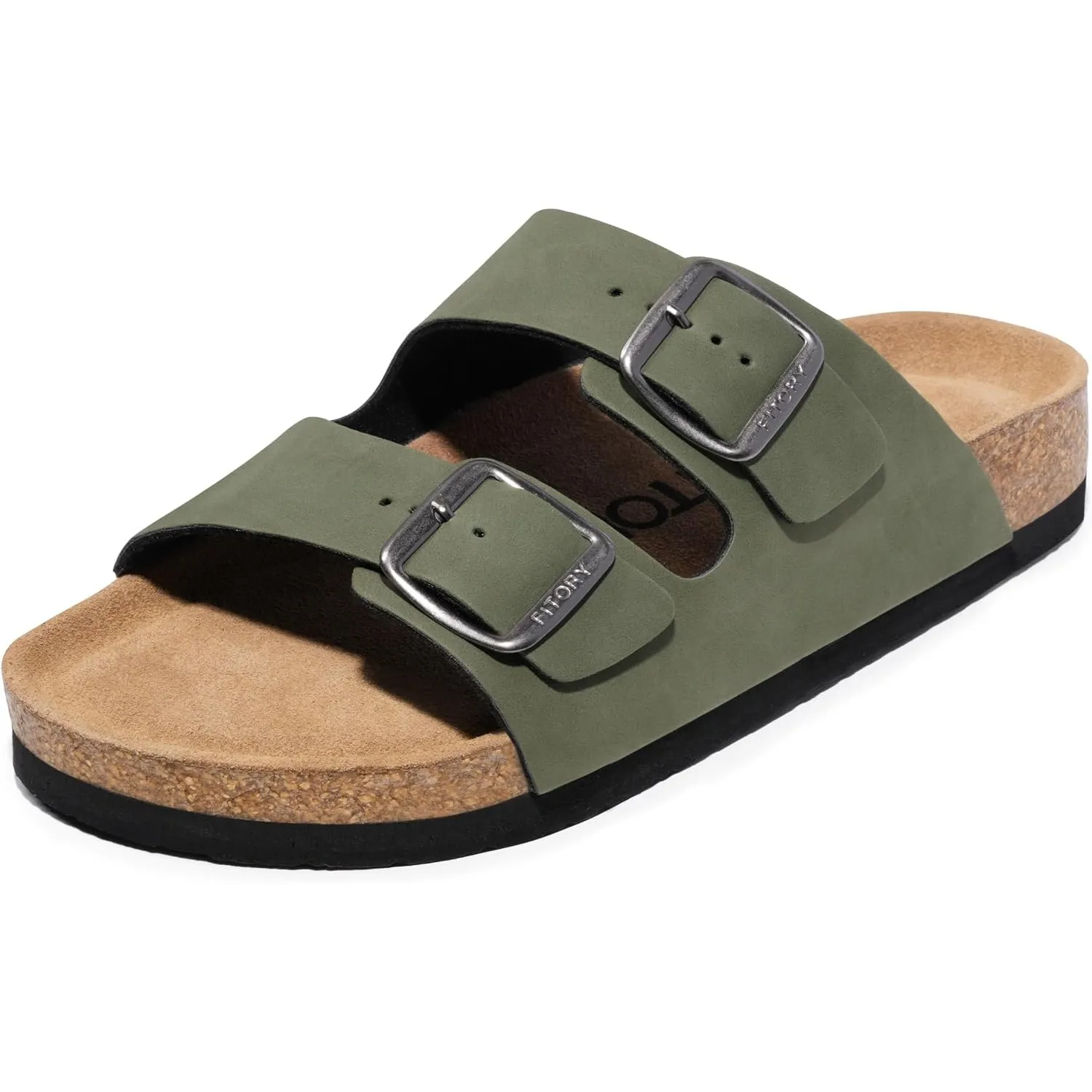 FITORY Herren-Sandalen mit Fußgewölbeunterstützung, Pantoletten mit verstellbaren Schnallenriemen und Kork-Fußbett für …