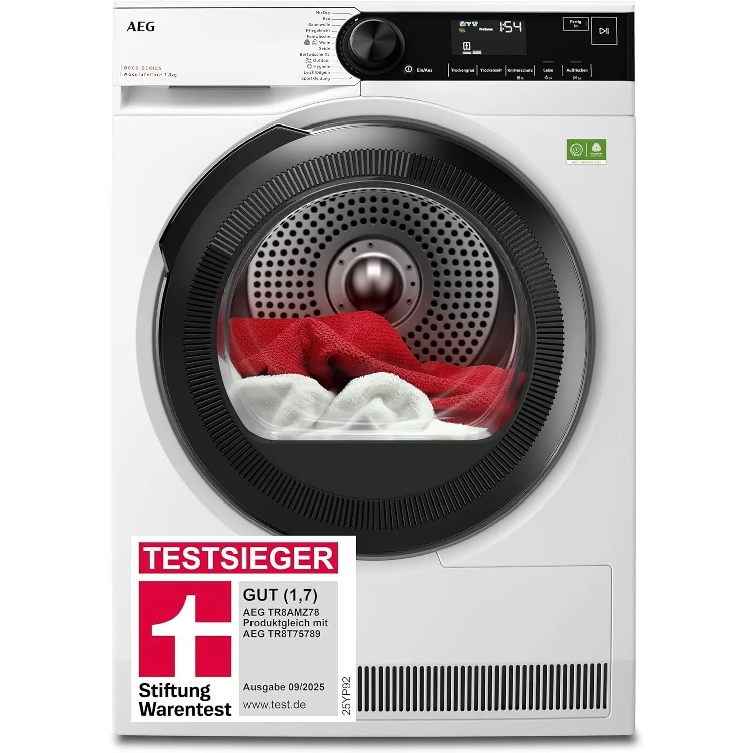 AEG Serie 8000 Wärmepumpentrockner Testsieger Stiftung Warentest, TR8AMZ78