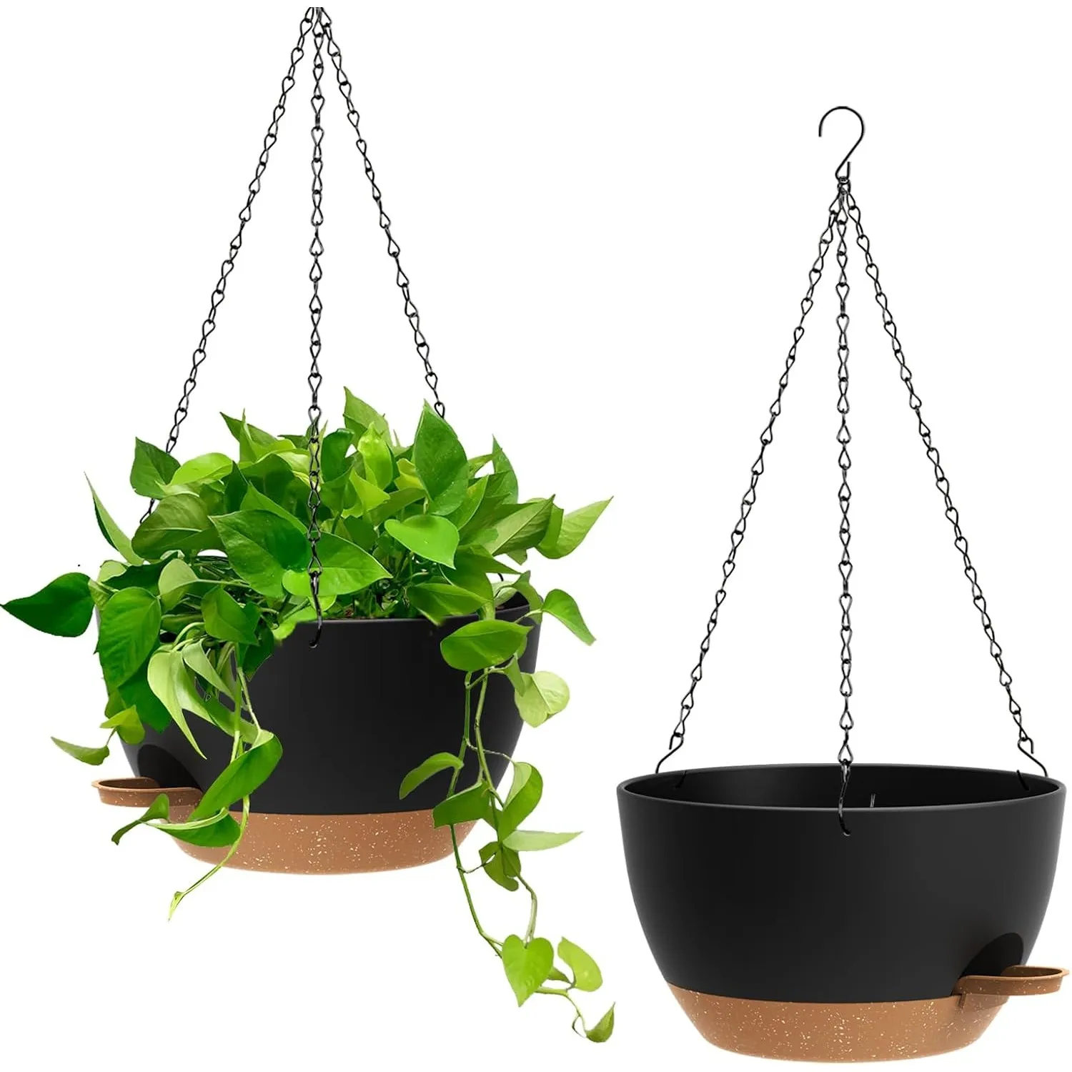 Homeuouz 25cm Selbstbewässernde Hängende Blumenampel 2er-Set – Blumentopf Hängend Innen & Außen, Hängeblumentöpfe mit D…