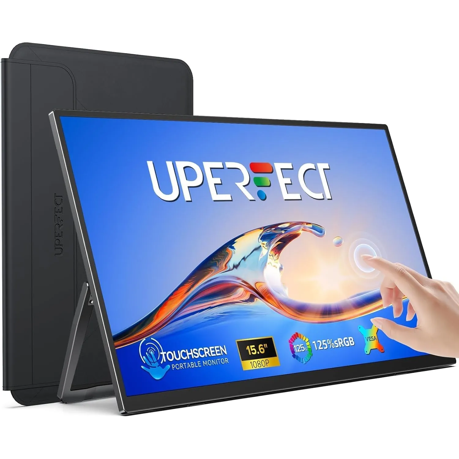 UPERFECT Portable Monitor Touchscreen 15,6 Zoll Tragbarer Bildschirm Matte FHD 1080P 125% sRGB 2000:1 Ultradünne Schmal…