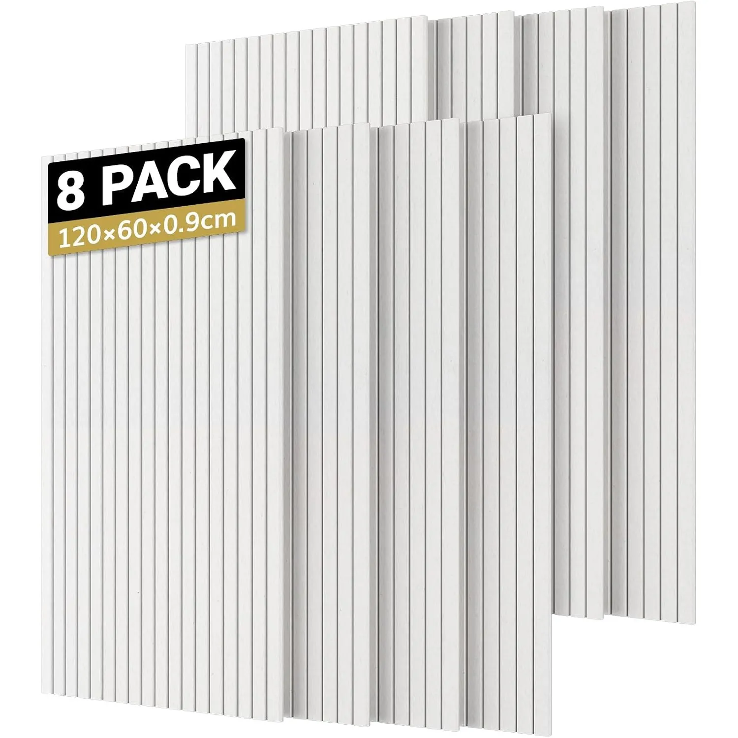 TONOR 8 Pack Akustikpaneele selbstklebend für deko 120x60x0.9 cm, Weiß
