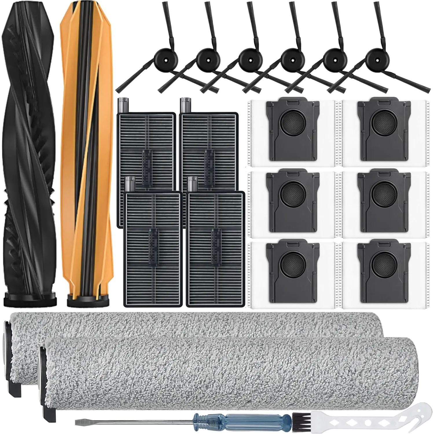 22 Stück Zubehör für Dreame Aqua10 Ultra Roller und Aqua10 Ultra Roller Complete Saugroboter,Bestehend Aus 1 Hauptbürst…