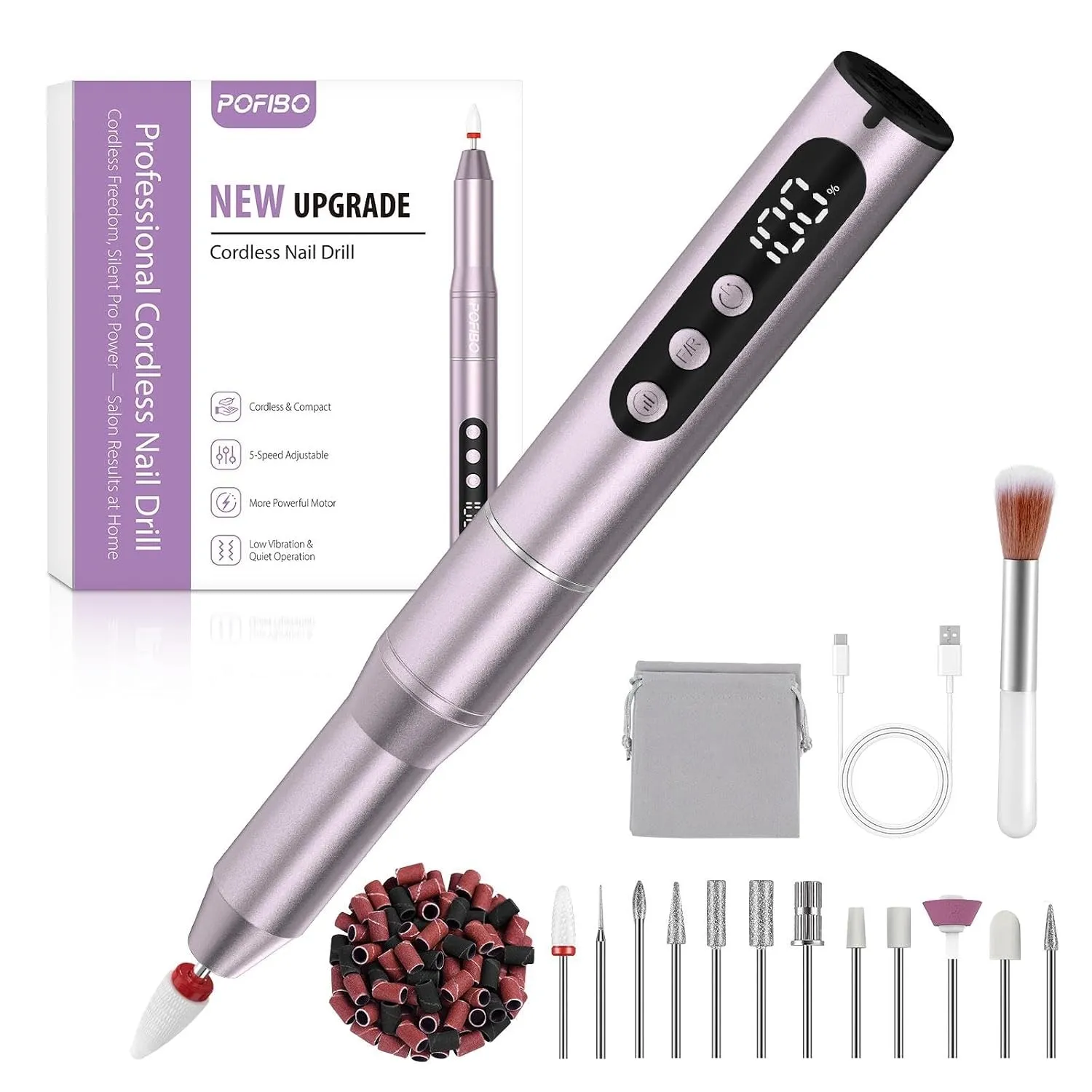 POFIBO Nagelfräser kabellos tragbare 35000 U/min Fräser Nägel & Acrylnägel