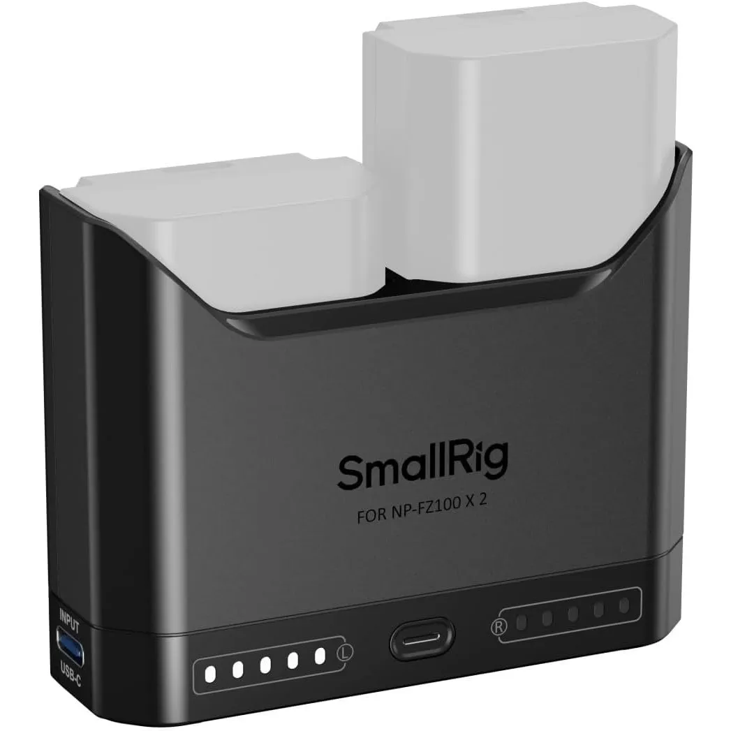 SMALLRIG Akkuladegerät für Sony NP-FZ100 mit 22,5W USB-C- Fast-Charge | 2H-Doppel-Ladegerät, Vollständig für Sony Alpha…