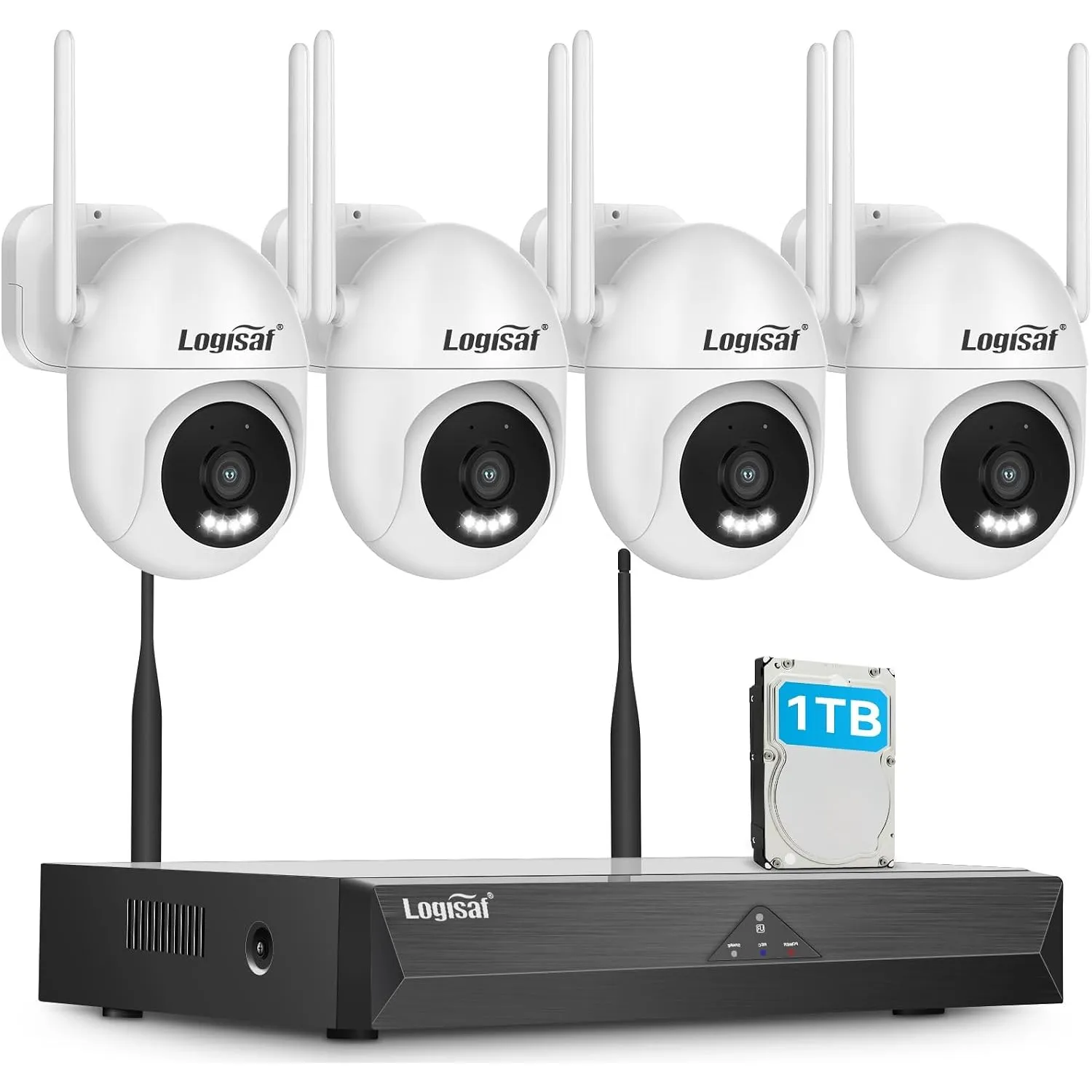 Logisfa 5MP PTZ Überwachungskamera Set Aussen, 10CH Videoüberwachung