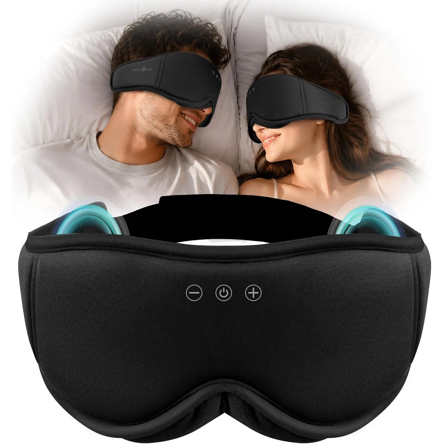 MUSICOZY Schlafmaske mit kopfhörer | 3D Bambus-Baumwolle Schlafkopfhörer | Atmungsaktive & Kühle Schlaf Kopfhörer,100% …
