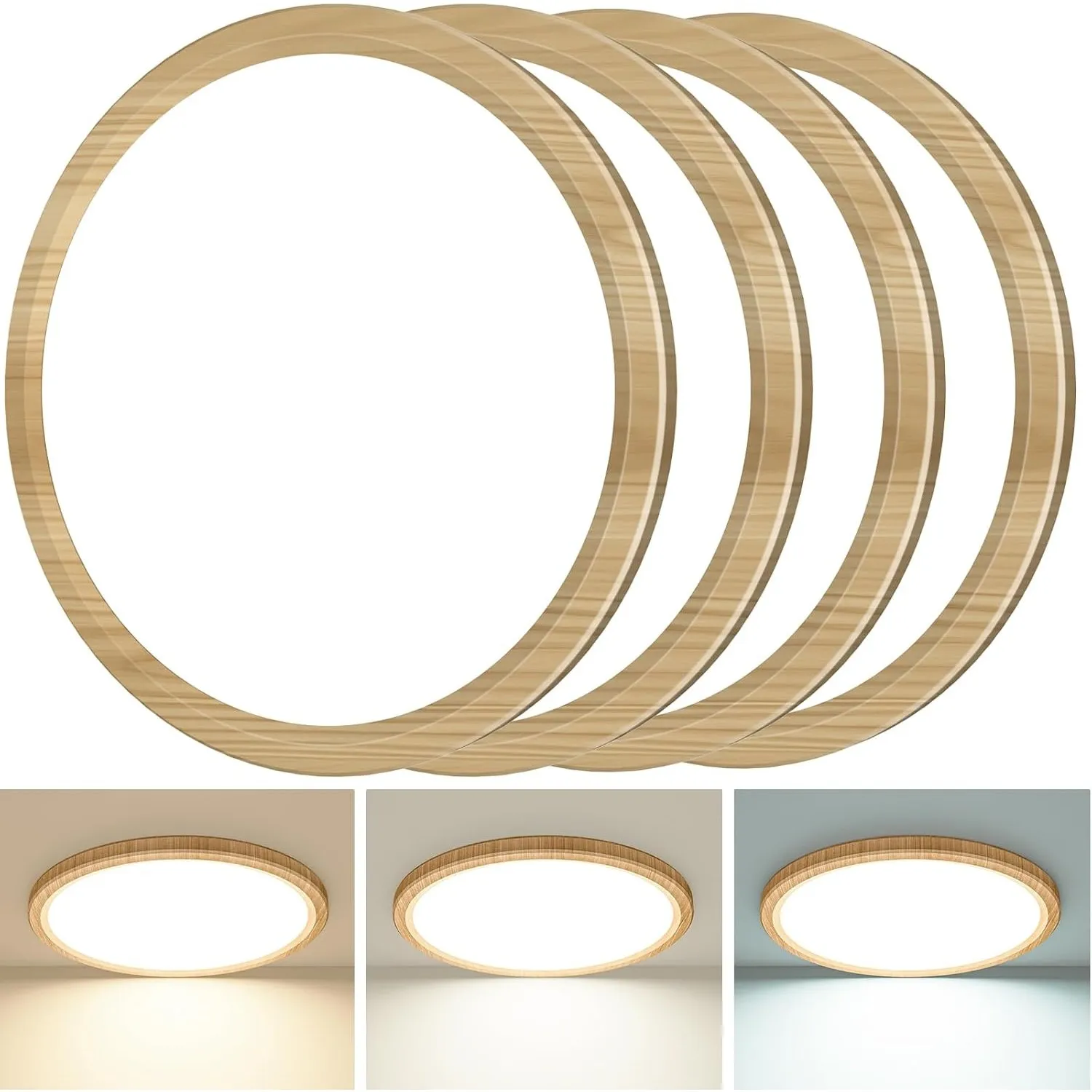 slochi Deckenlampe LED Deckenleuchte Flach 18W, Ø22CM, 3Farben 3000K/4000K/6500K, Badlampe 1800LM Modern LED Lampe Deck…