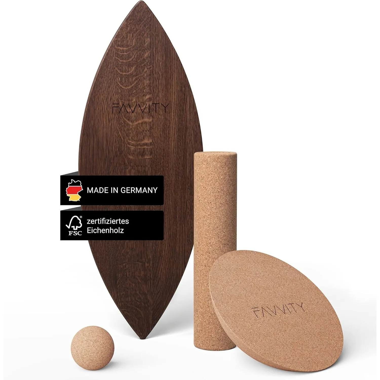 Balance Board aus Eichenholz [Handgefertigt in Deutschland] FSC-zertifizierter Gleichgewichtstrainer mit Trainings-App …