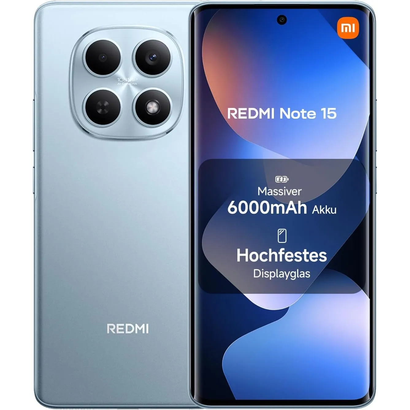 XIAOMI Redmi Note 15 Smartphone (8+128 GB) – Handy mit Android, 6000-mAh-Akku, wassergeschützt, 108-MP-Kamera, 6,77" FH…