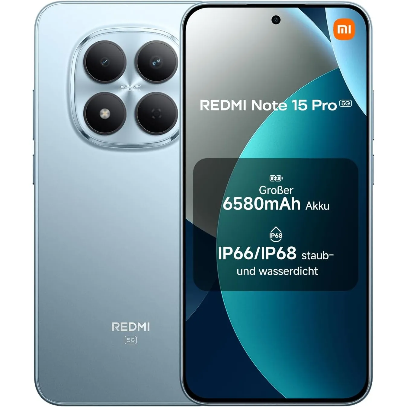 XIAOMI Redmi Note 15 Pro 5G Smartphone (12+512 GB) – Handy mit Android, 6580-mAh-Akku, IP66/IP68 Staub- und Wasserschut…