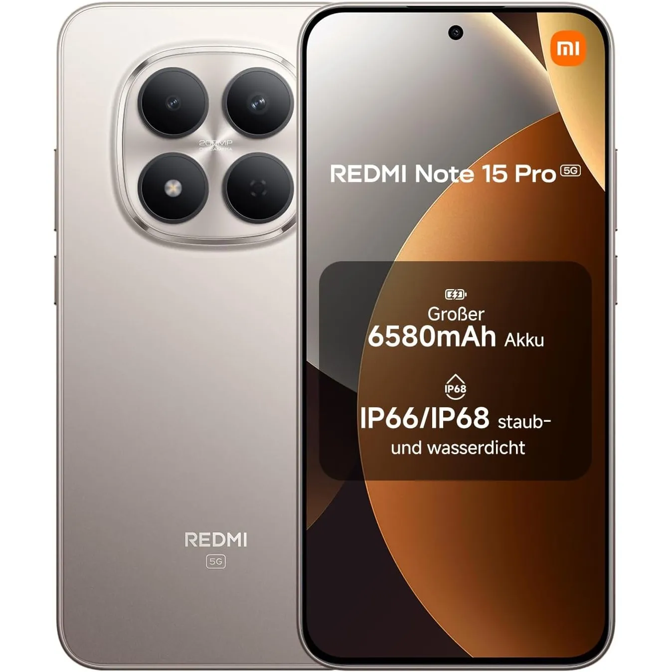XIAOMI Redmi Note 15 Pro 5G Smartphone (8+512 GB) – Handy mit Android, 6580-mAh-Akku, IP66/IP68 Staub- und Wasserschutz…