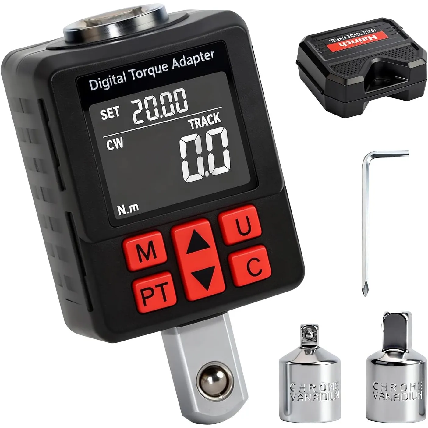 Digitaler Drehmomentadapter, 1/2 Zoll 10-210 N.m Drehmomentadapter Set mit Voreingestellter, Lagerung, Summer, LCD-Anze…