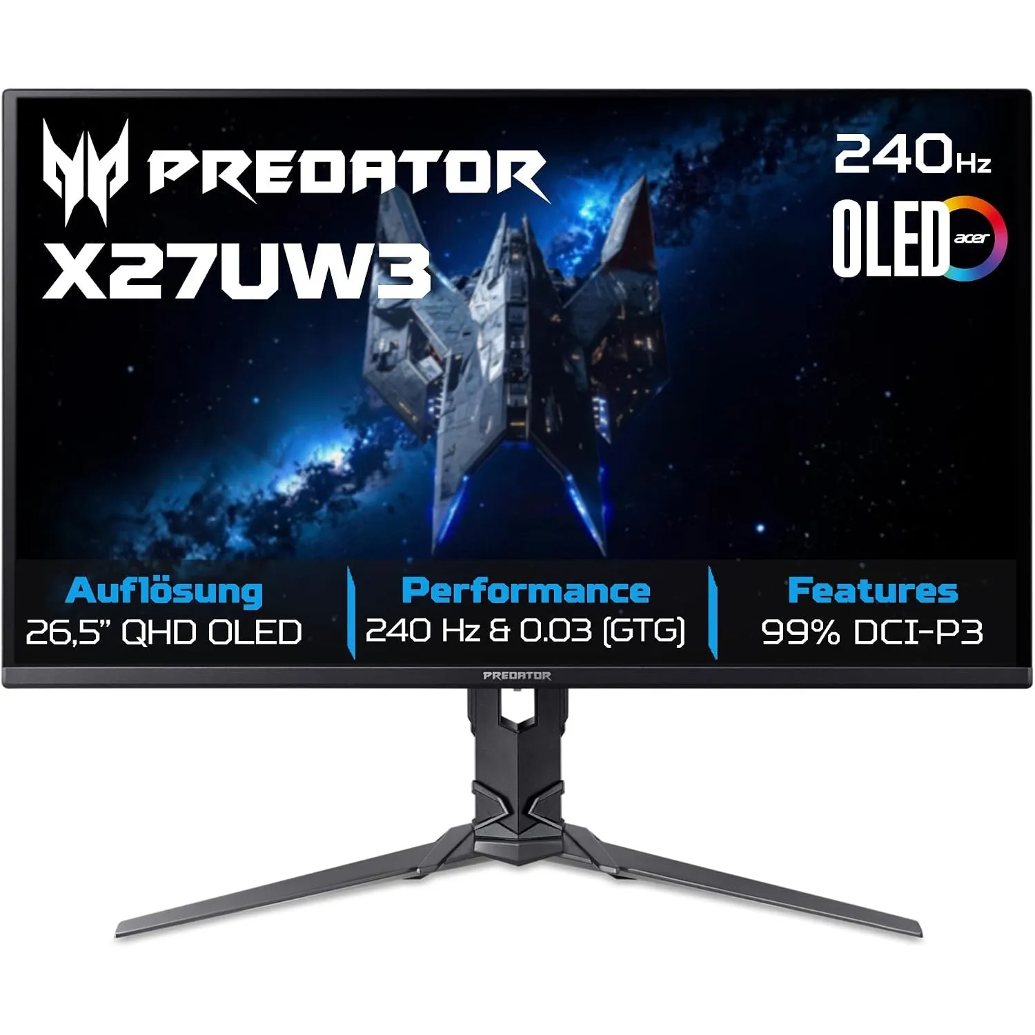 Acer Predator X27UW3 OLED Gaming Monitor 27 Zoll (67,3 cm), WQHD, 240Hz