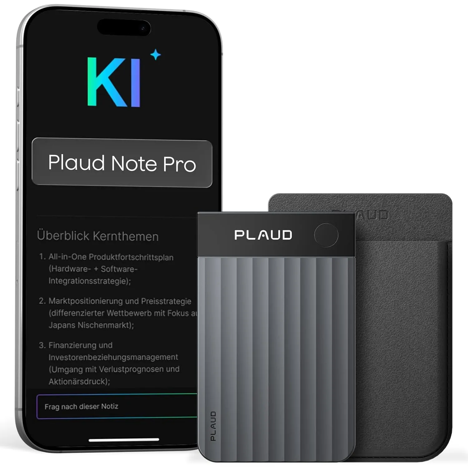 Plaud Note Pro KI-Diktiergerät für Notizen & Zusammenfassung (Schwarz)