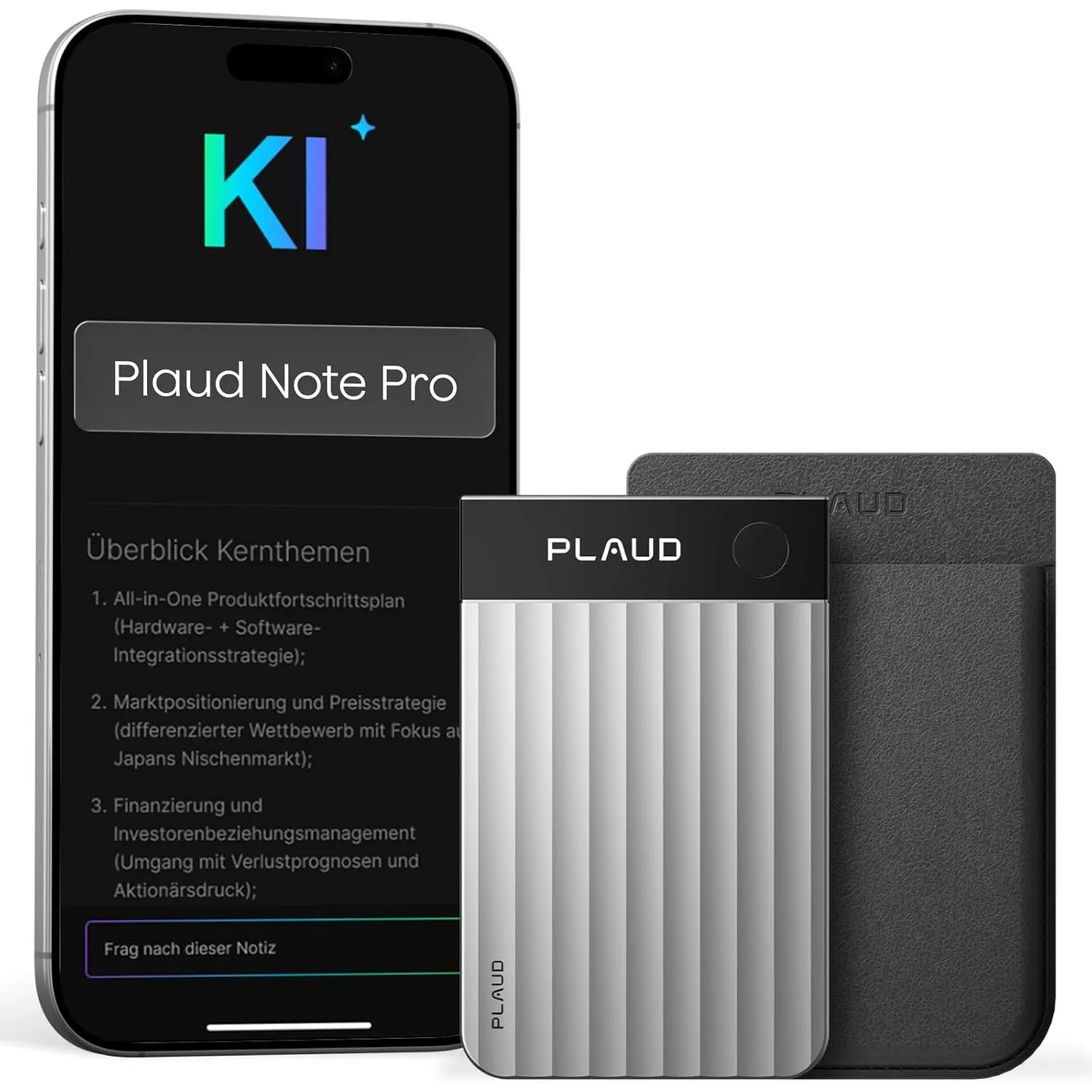 Plaud Note Pro KI-Diktiergerät für Notizen & Zusammenfassung (Silber)
