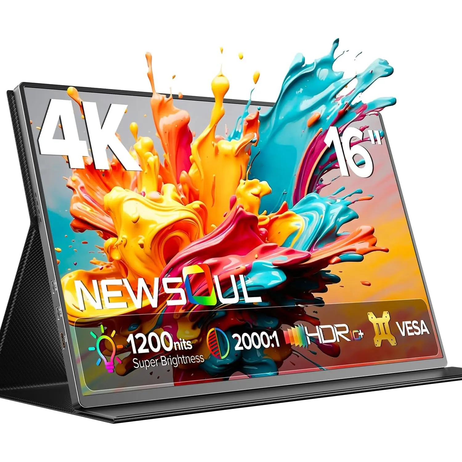 Newsoul Portable Monitor 4K 16 Zoll mit 1200 nits Helligkeit, 3840 x 2400 UHD Tragbarer Monitor, 145%sRGB 2000:1 16:10 …