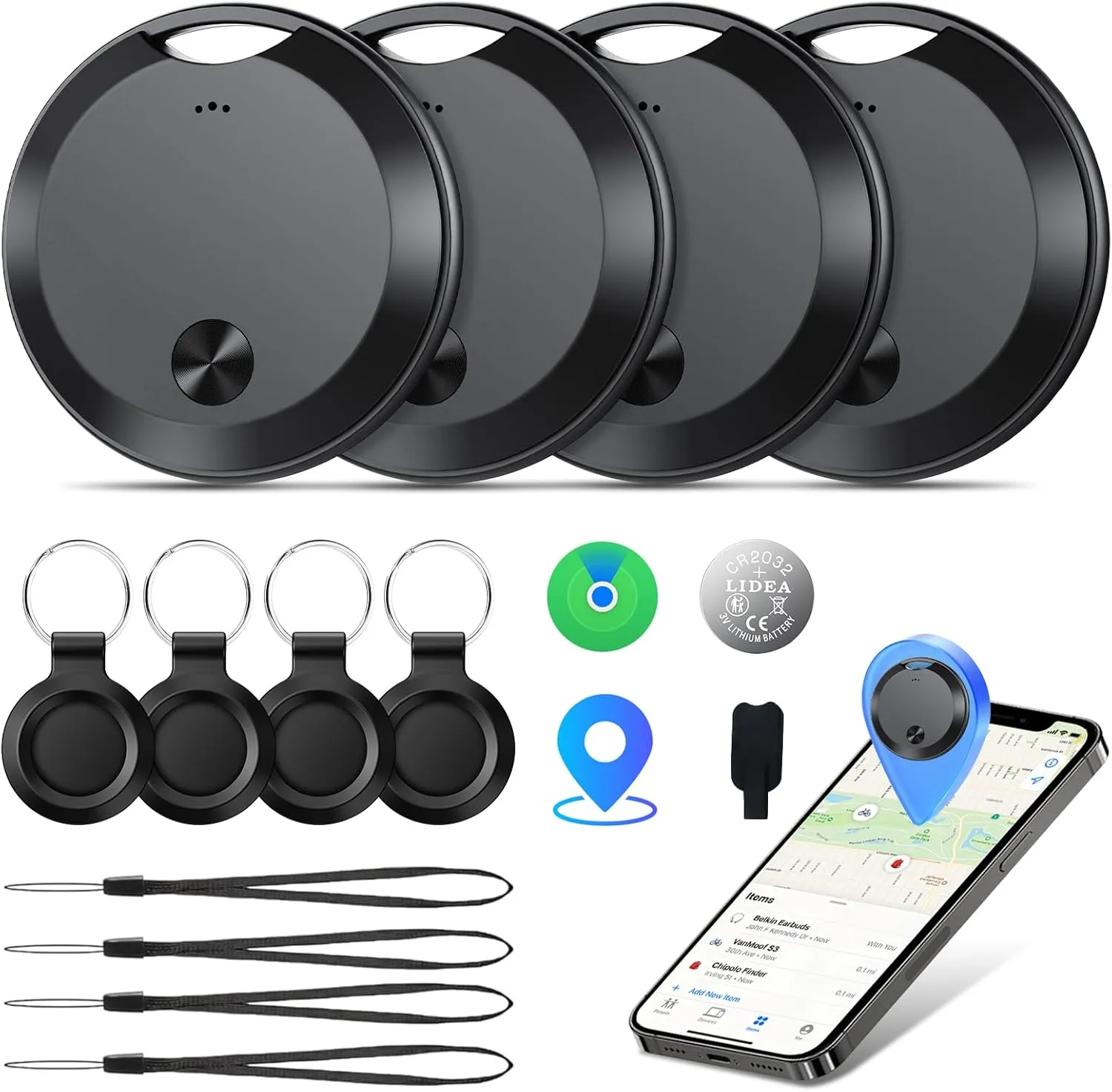 Air Tracker Tags 4er Pack Schlüsselfinder, Air Tracker Tag Kompatibel mit Apple Wo ist? APP (Nur iOS), Koffer Tracker f…