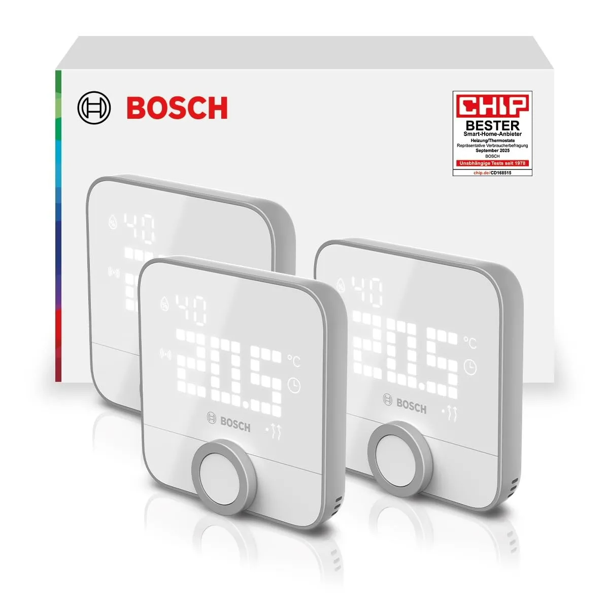 Bosch Smart Home Raumthermostat II für kabelgebundener Heizsysteme, 230 V, 3er Set, kompatibel mit Apple Home, Alexa & …