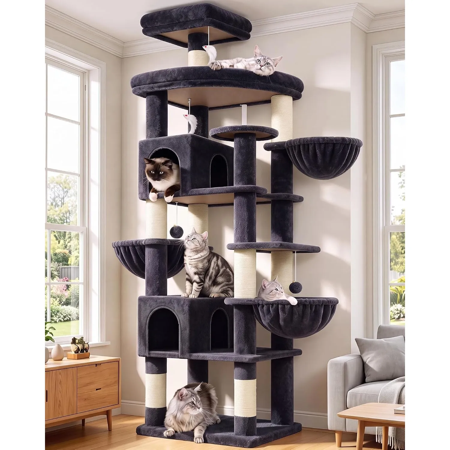 Globlazer S82 Kratzbaum Groß XXL Stabil hoch 210cm für Mehrere Große Katzen