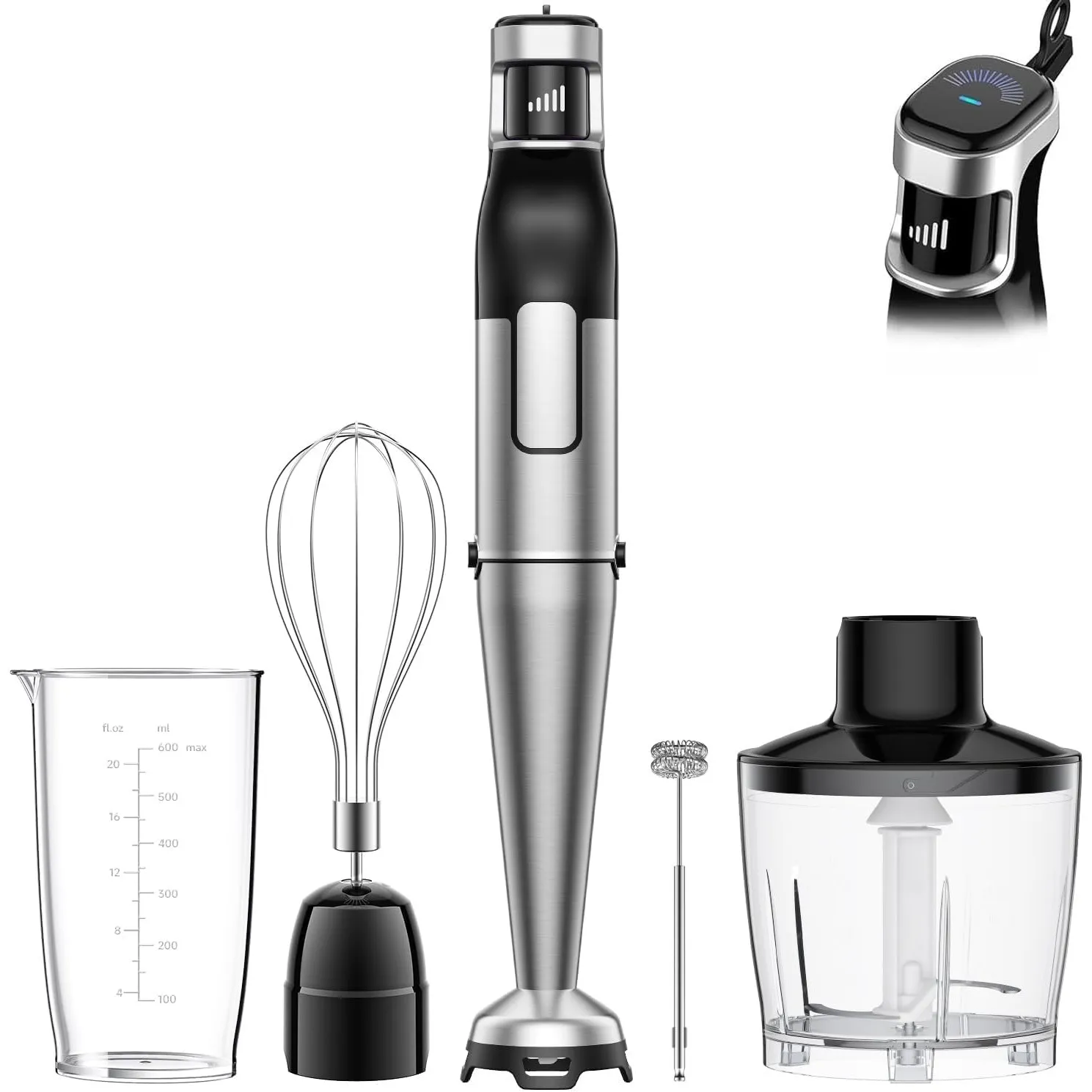Stabmixer Set 5 in 1, 1100W Pürierstab Elektrisch, Edelstahl Hand Blender