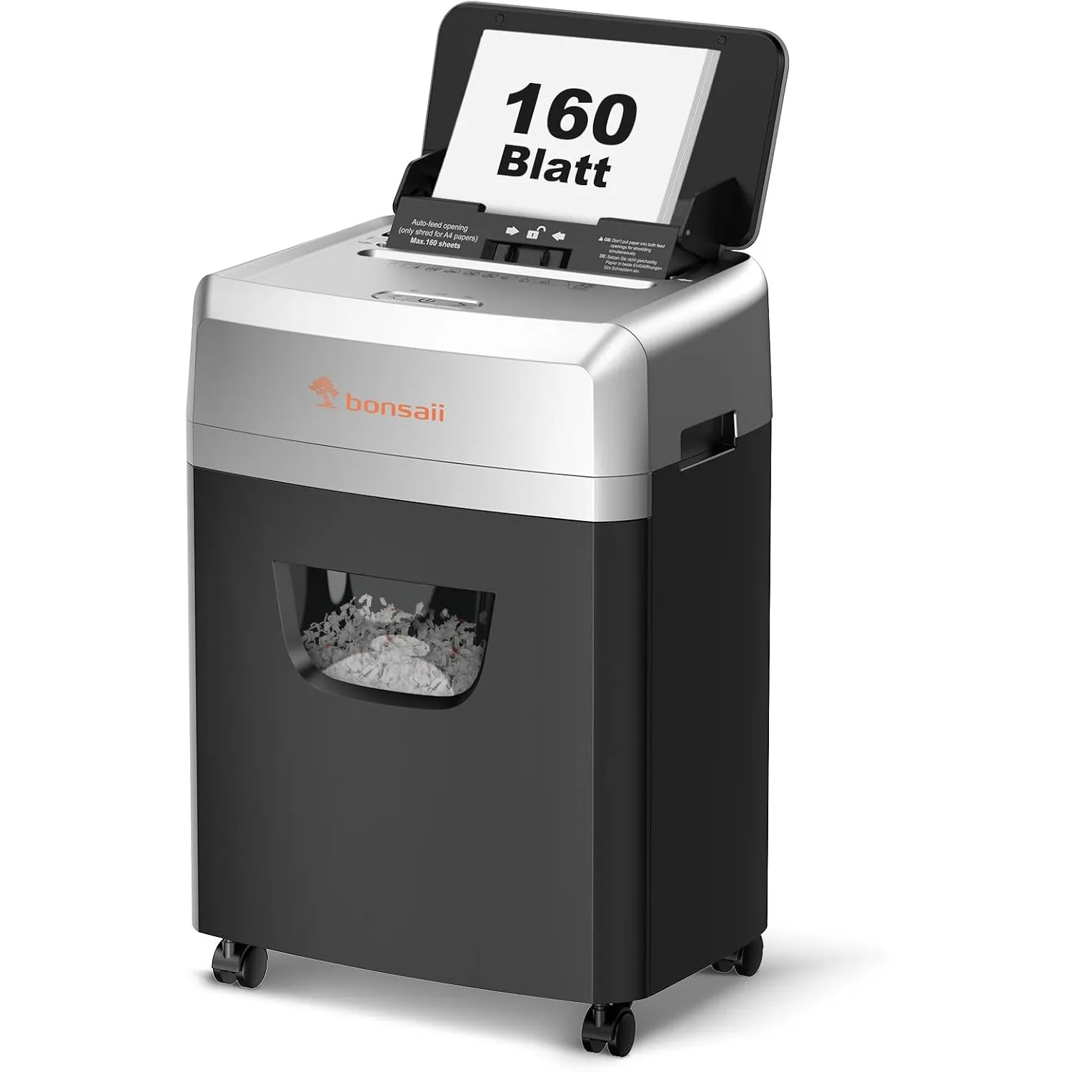 Bonsaii Aktenvernichter mit 160 Blatt Auto-Feed, P-4 Mikroschnitt