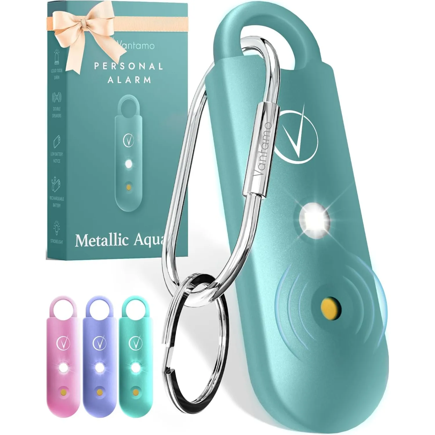 Vantamo Taschenalarm Extra Laut 130dB Mit 2 Lautsprechern Für Selbstverteidigung Frauen, Hell Taschenlampe & Batteriewa…