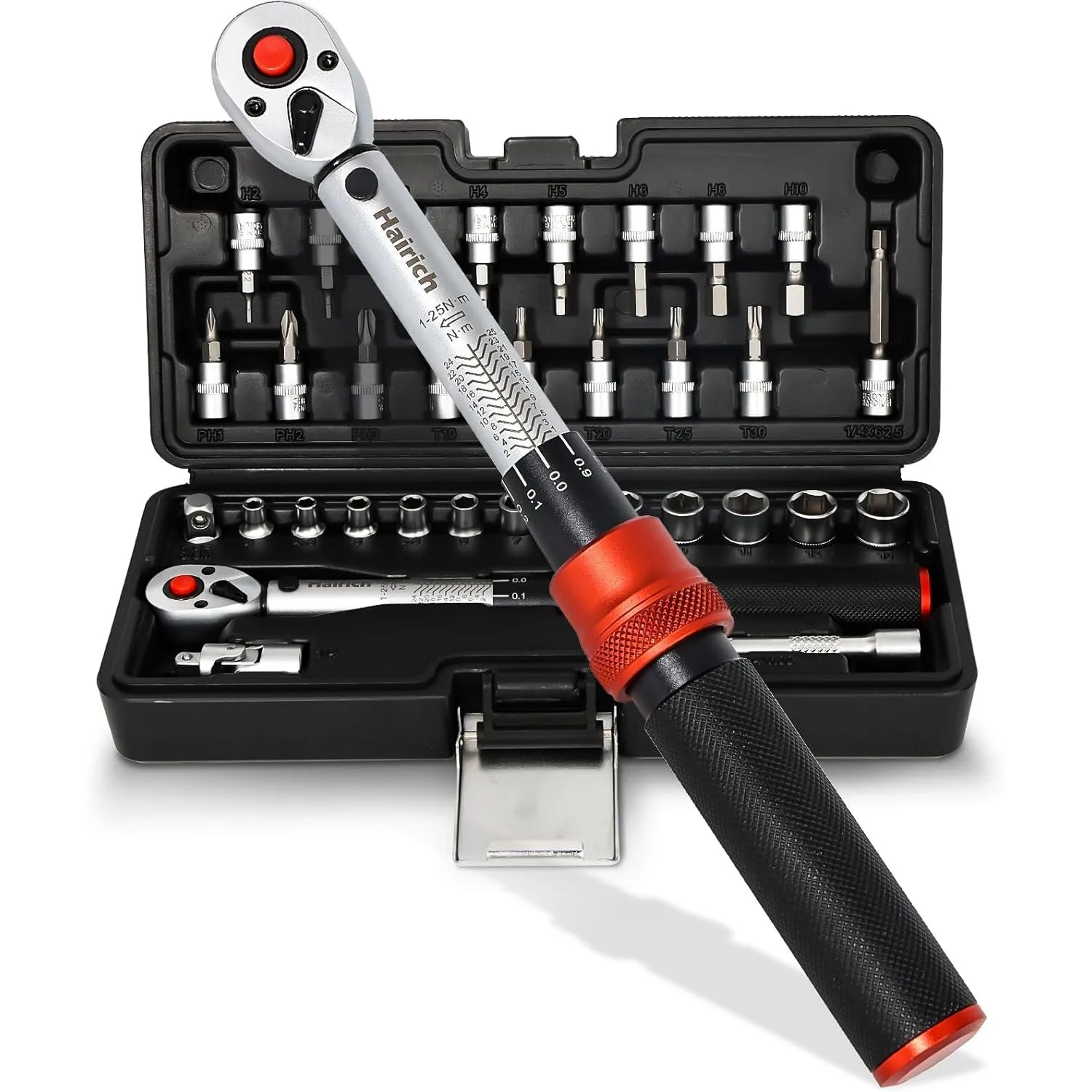 Hairich Drehmomentschlüssel Fahrrad 1/4 Zoll 1–25 Nm, ±3% Genauigkeit, 72-Zähne Ratsche, 33-teiliges Torque Wrench Set …