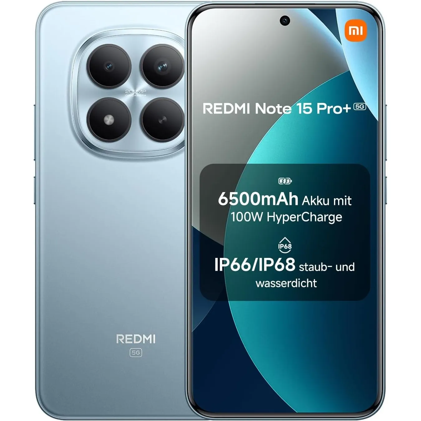 XIAOMI Redmi Note 15 Pro+ 5G Smartphone (8+256 GB) – Handy mit Android, 6500-mAh-Akku, IP66/IP68 Staub- und Wasserschut…