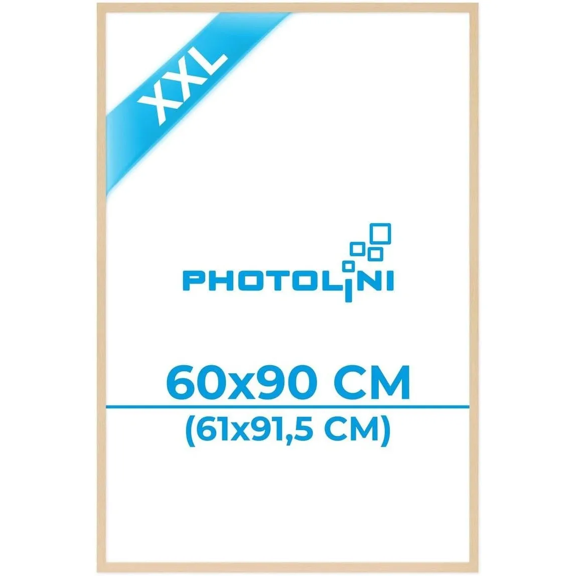 PHOTOLINI Bilderrahmen 60x90 Holz, MDF Poster-Rahmen 90x60, Bilderrahmen groß für Poster 61x91,5 cm mit bruchsicherem A…