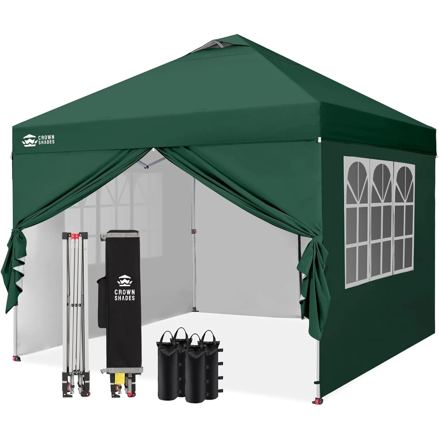 CROWN SHADES Pavillon 3x3 m Pop-Up wasserdicht mit 4 Seitenteilen | Stabiler Faltpavillon mit UV-Schutz 50+, winterfest…