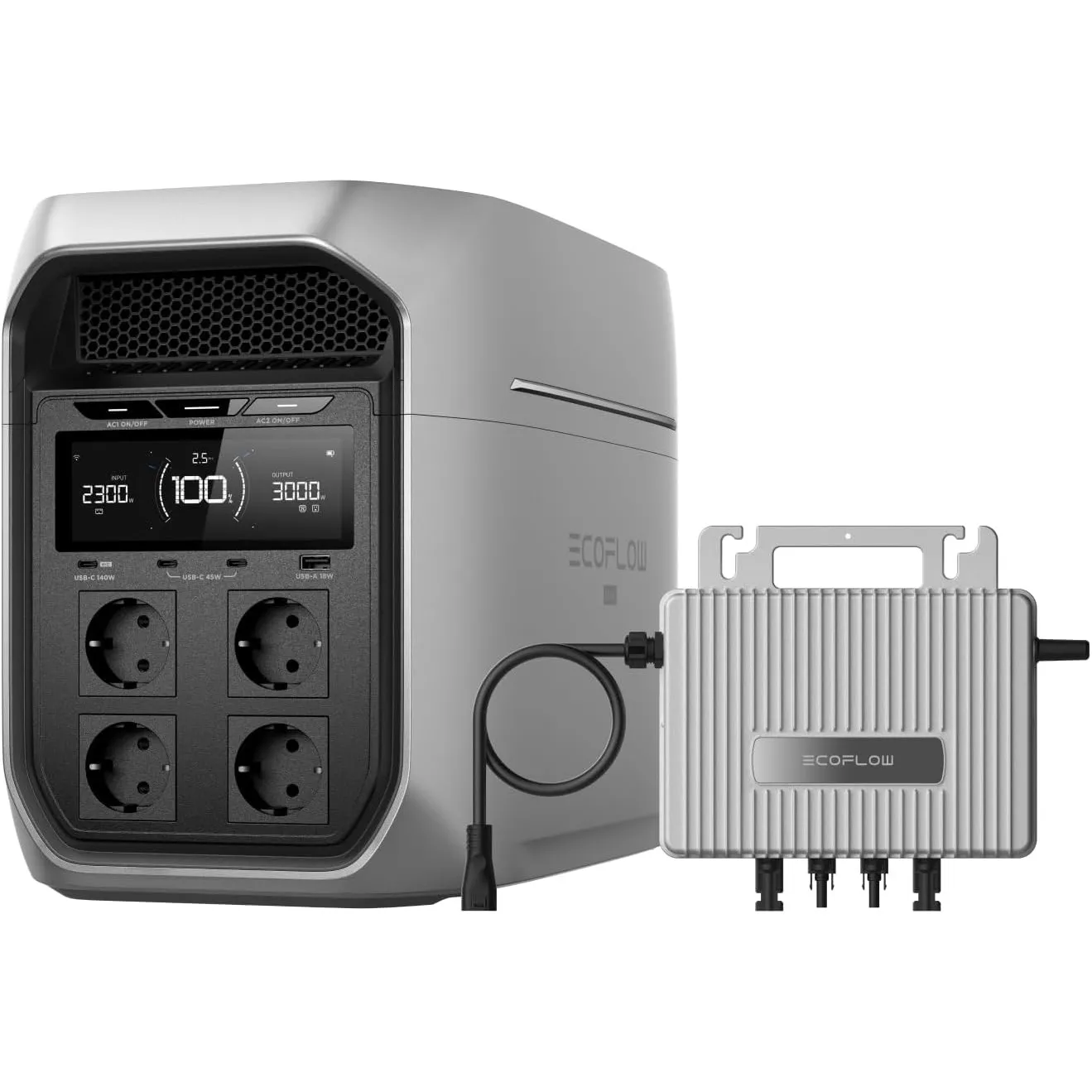 ECOFLOW DELTA 3 Max Plus tragbare Powerstation 2 048 Wh, 0% VAT WLAN Stream Mikrowechselrichter 800W, erweiterbar auf 1…
