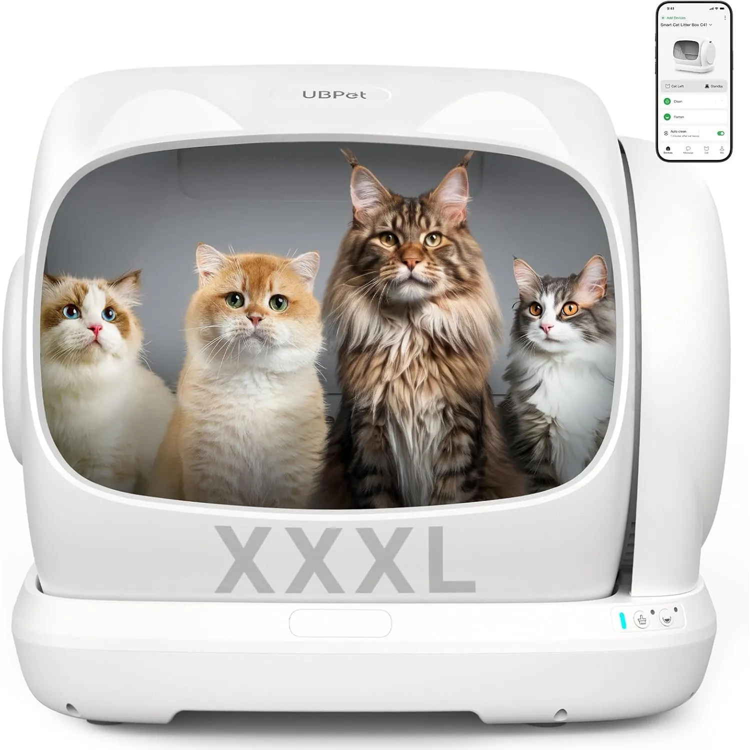 UBPET XXXL Katzenklo Selbstreinigend,106L-Selbstreinigende Katzentoilette mit APP-Steuerung,Desodorierer,Große Fassungs…