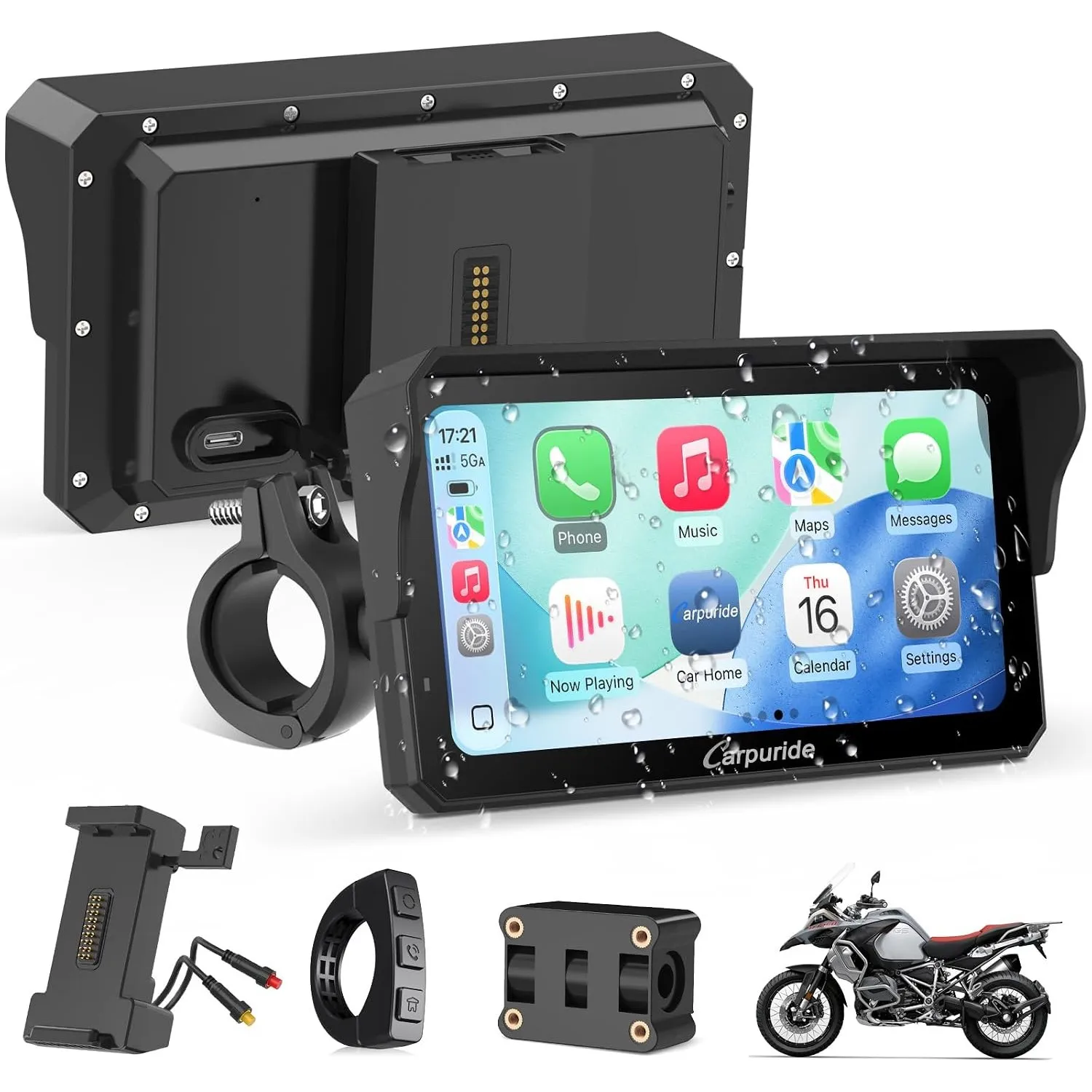 Carpuride W602S Pro Motorrad Carplay Bildschirm mit Bidirektionaler Lade
