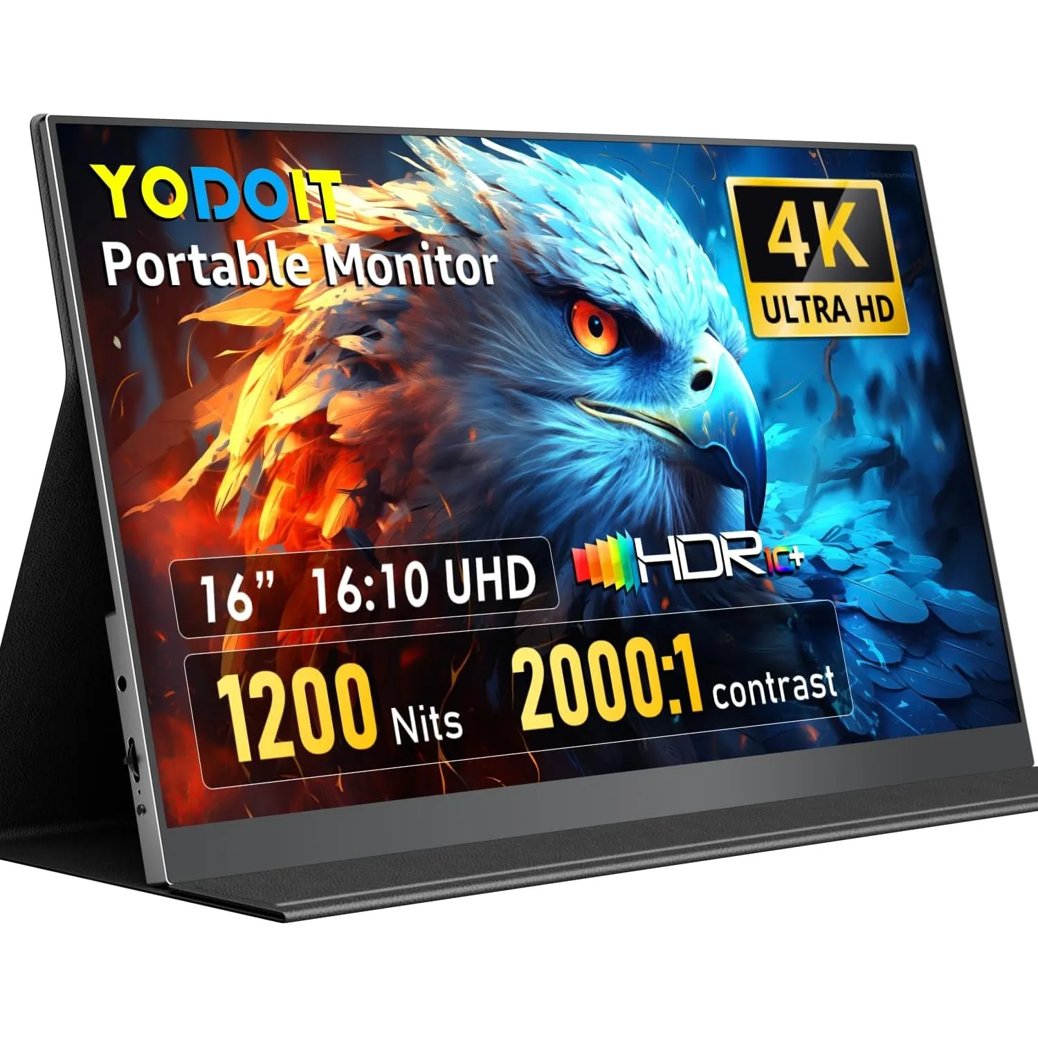 Yodoit Portable Monitor 16 Zoll 4K 3840 x 2400 UHD 1200 Nits Bildschirm mit Smart Cover, IPS-Display mit Typ C, Mini-HD…