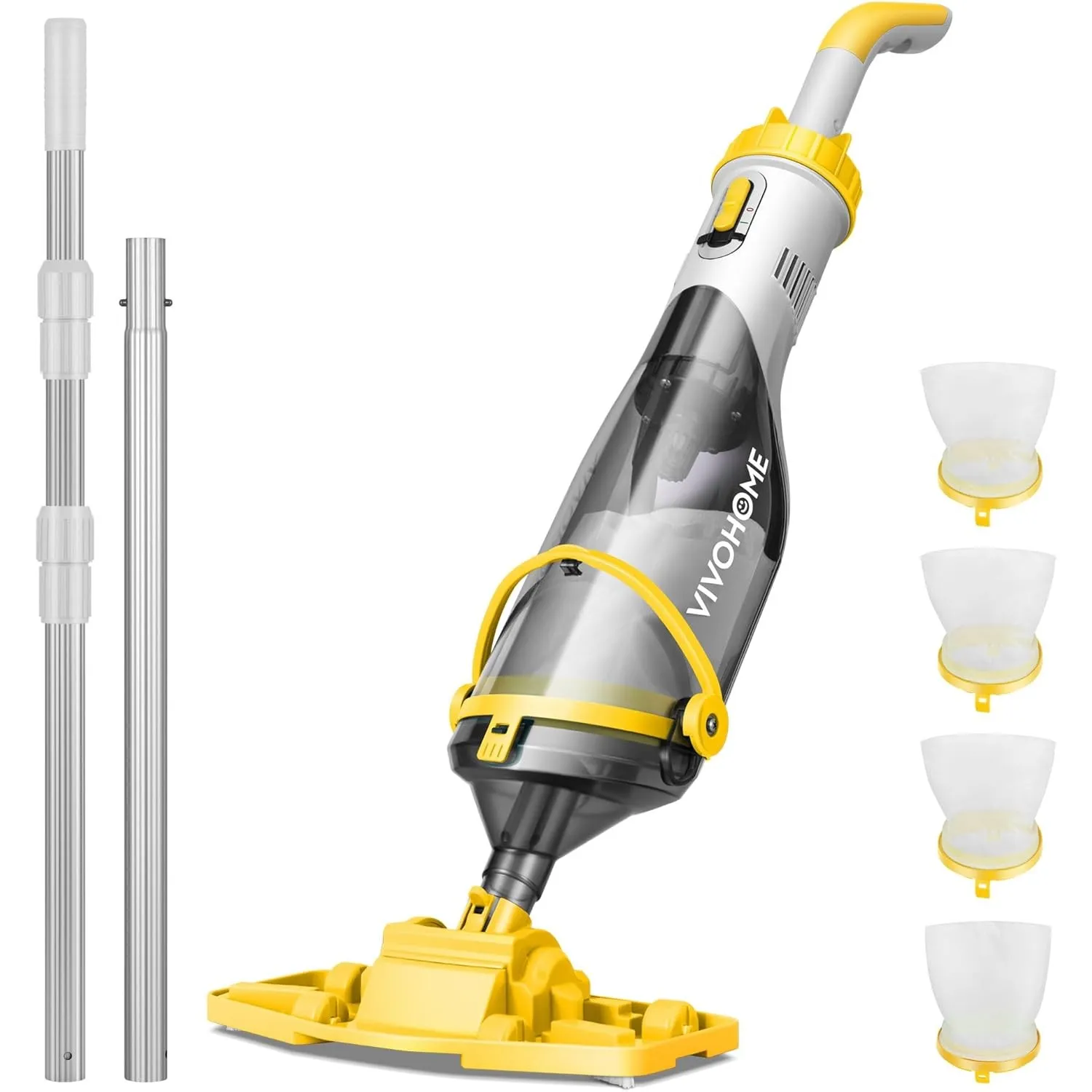 VIVOHOME Pool Staubsauger Akku mit 278cm Teleskopstange 4200 LPH Absaugung | Pool Bodensauger mit 60 Minuten Betriebsda…
