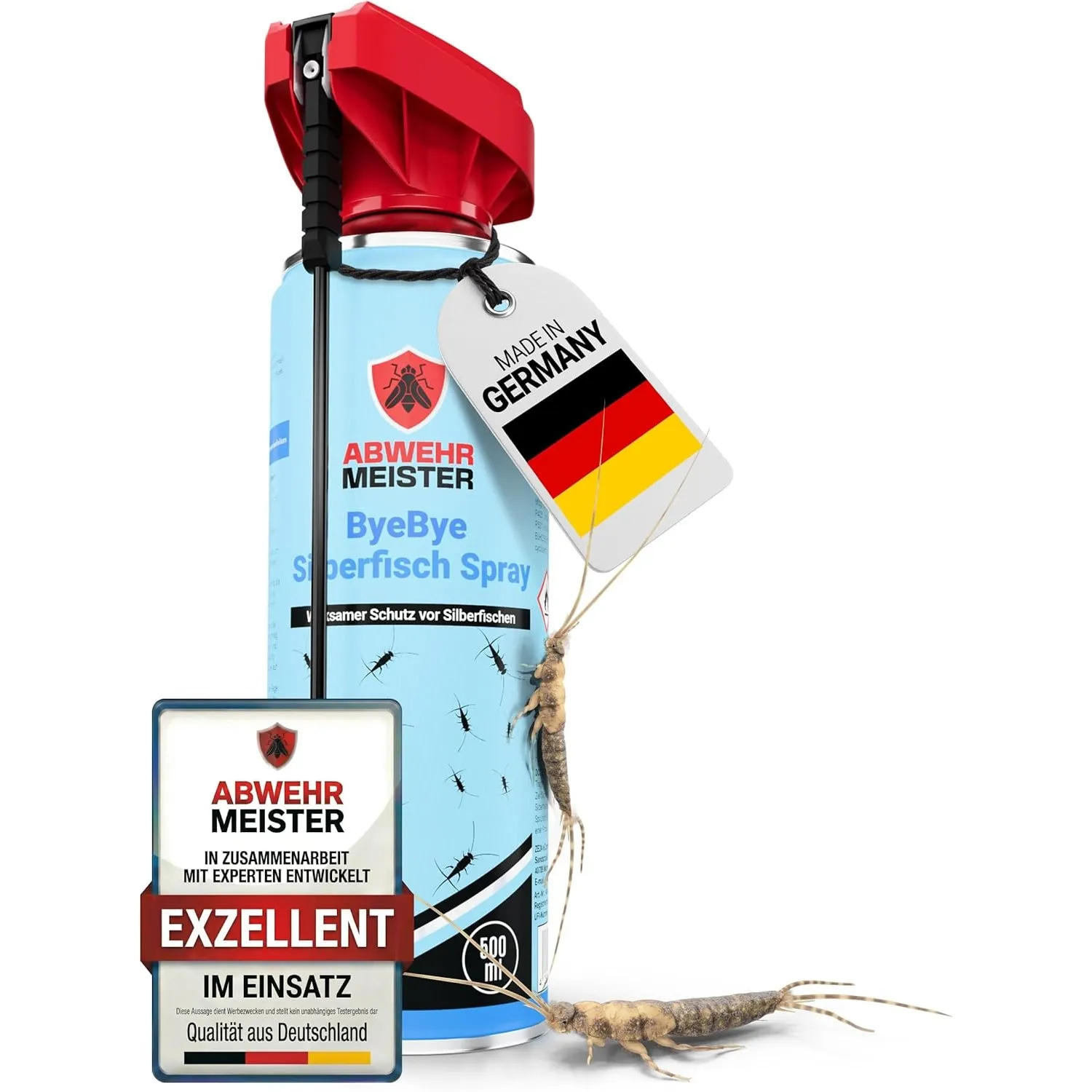 ORIGINAL ByeBye Silberfisch-Spray 2.0 [500 ml] mit insektizidfreier AM-Formel, Silberfische bekämpfen & gegen Papierfis…