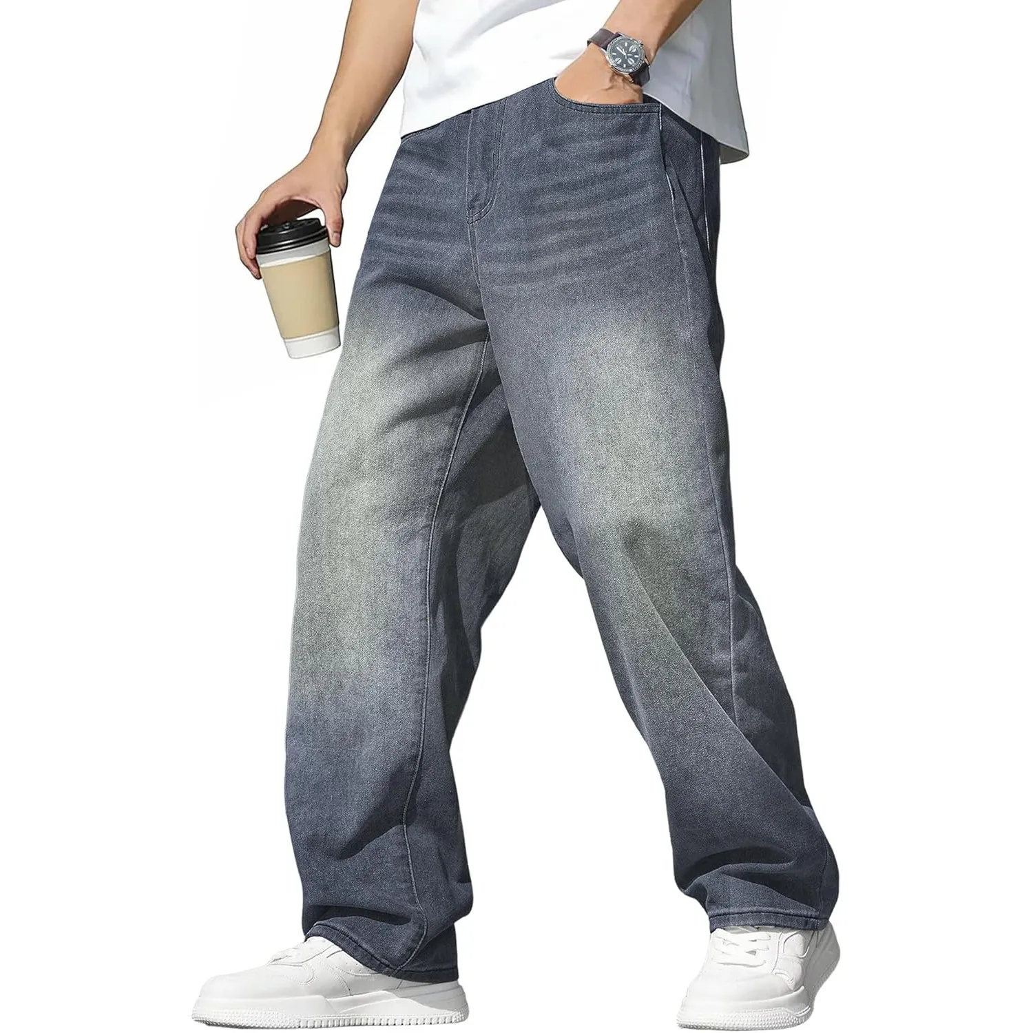 JMIERR Jeans Herren Baggy Weite Jeans Hose Herren Stretch Vintage Y2K Hip Hop Denim Hosen Loose Fit Streetwear Freizeit…
