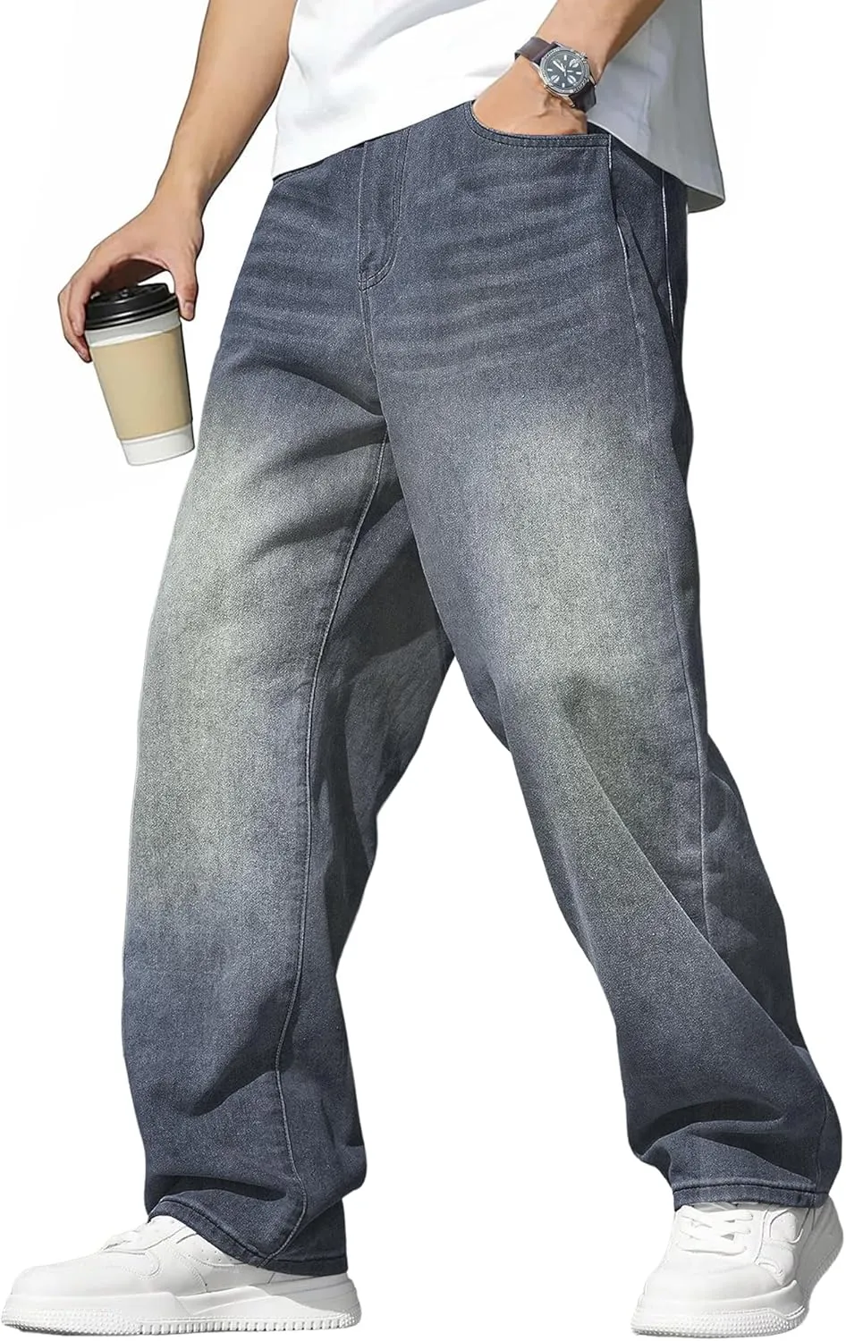 JMIERR Jeans Herren Baggy Weite Jeans Hose Herren Stretch Vintage Y2K Hip Hop Denim Hosen Loose Fit Streetwear Freizeit…