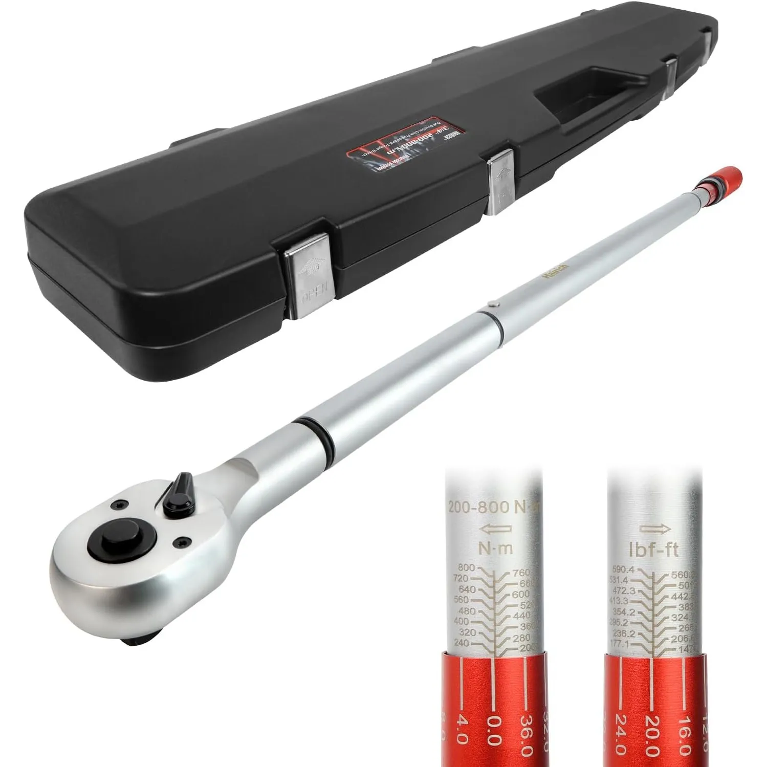 Hairich Drehmomentschlüssel 3/4 Zoll 200–800 N·m, ±3% Genauigkeit, 48-Zähne Ratschenkopf, Tragbare Aufbewahrungsbox, To…