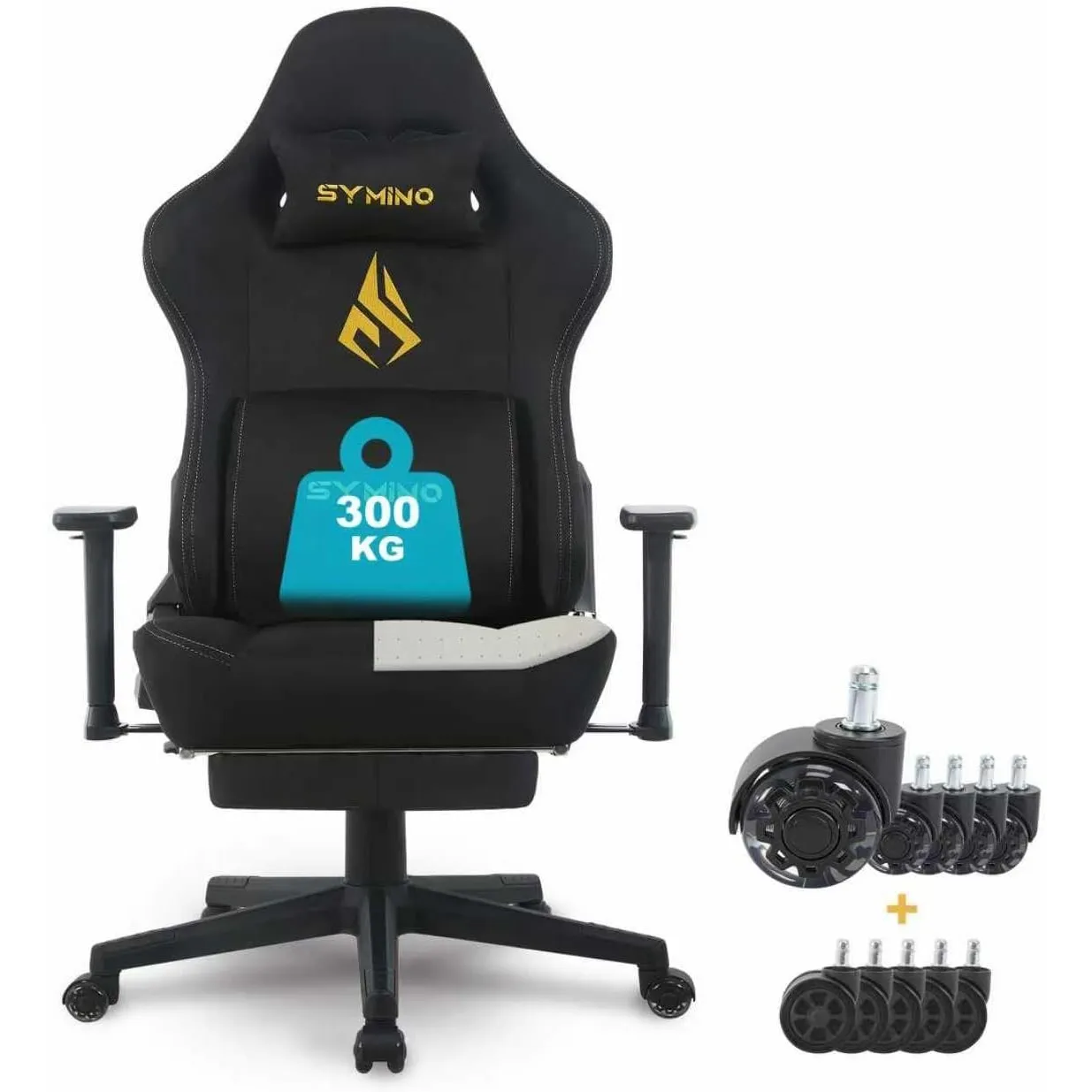 Symino Ergonomischer Gaming Stuhl mit Latex Sitzkissen 300kg Belastbarkeit | Wildlederimitat PC-Stuhl mit Memory-Schaum…