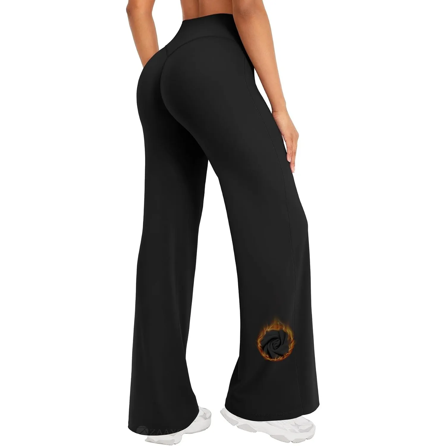 ZAAYO Nahtlose Straight Leggings Damen Flared Legging Yoga Hosen Gym Pant