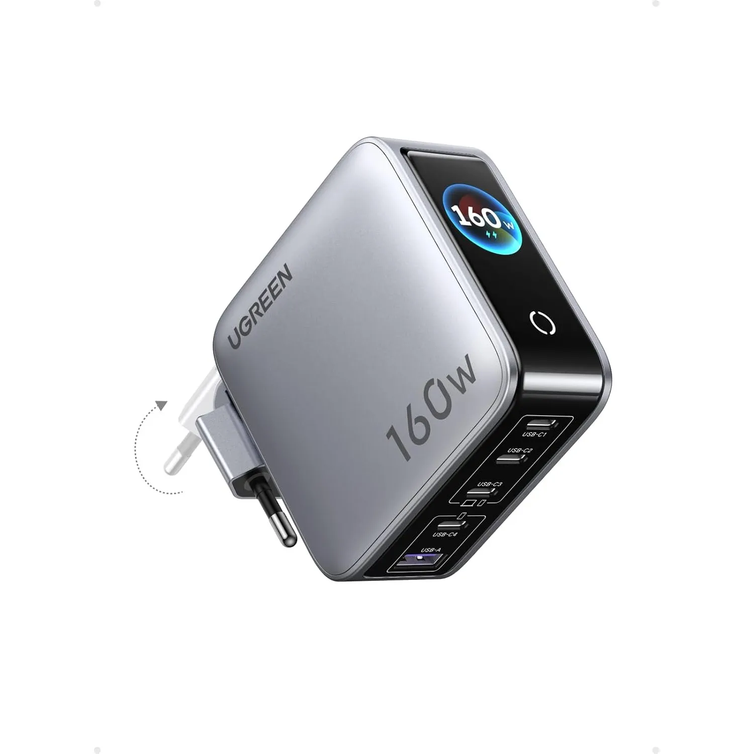 UGREEN Nexode Pro 160W USB C Ladegerät 5-Port, Smart Display, Touch Control