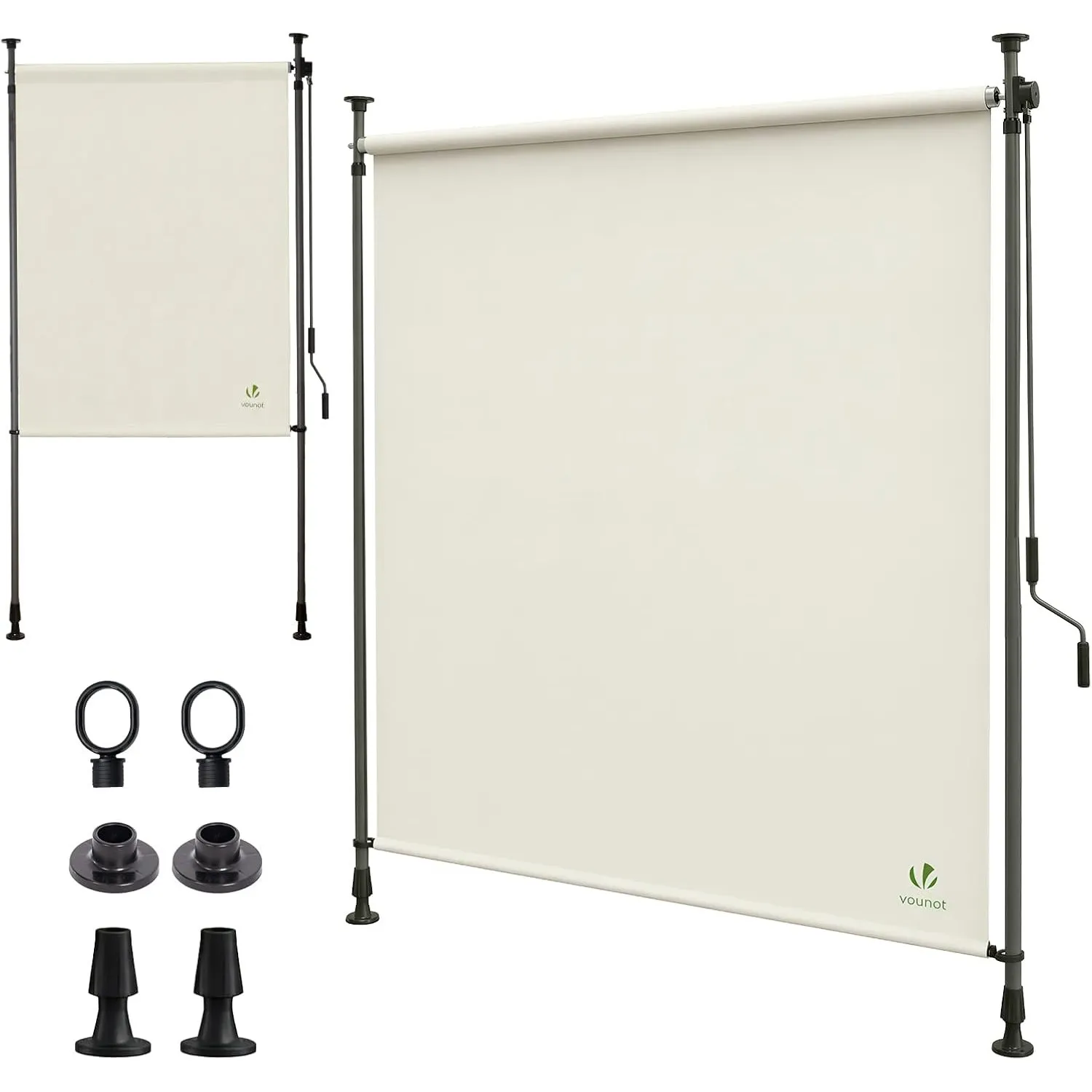 VOUNOT® Klemmmarkise Senkrechtmarkise 200x310 cm, Vertikalmarkise mit Handkurbel ohne Bohren, Ausziehbar Sichtschutz fü…