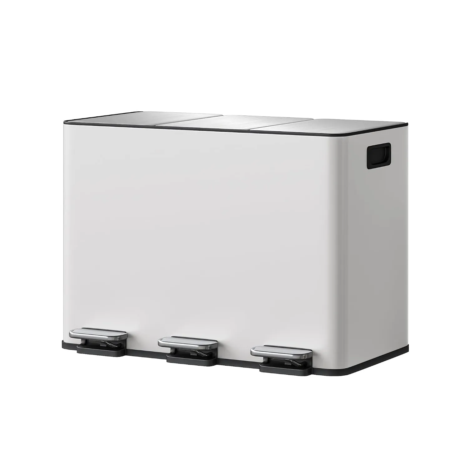 GarveeHome Mülleimer Küche, Mülleimer 3 fächer, Mülltrennsystem 3 x 15 Liter, Tretmülleimer mit Edelstahldeckel, Softcl…