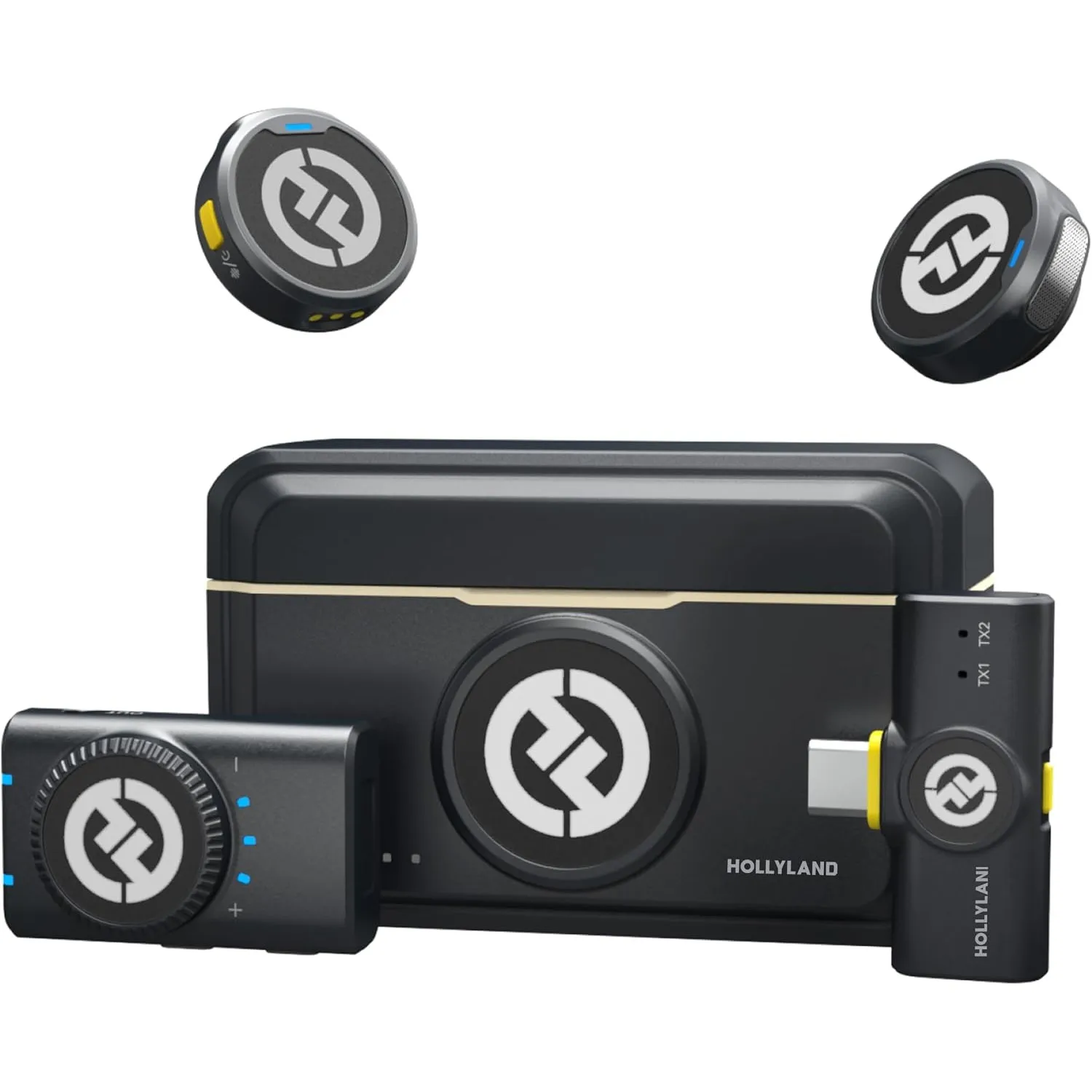 Hollyland Lark M2 Wireless Lavalier Mikrofon für Kamera/PC/iPhone15/16/17& Android-Geräte, 300m Reichweite, Hi-Fi Audio…