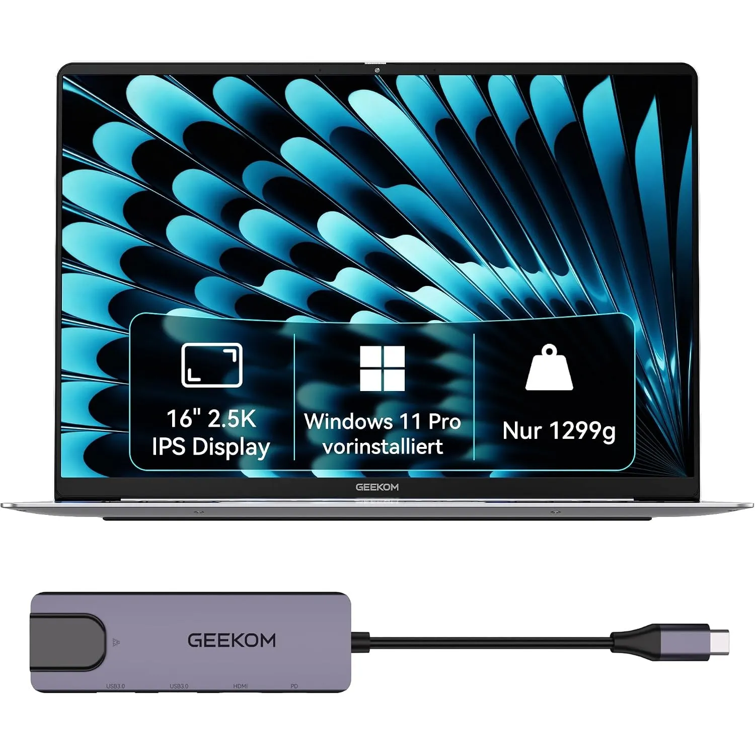 GEEKOM GeekBook X16 Pro Laptop, 1299g Metallgehäuse, 16" 2.5K, Intel Core Ultra 9-185H, 32GB LPDDR5x 7500MT/s, 2TB SSD,…