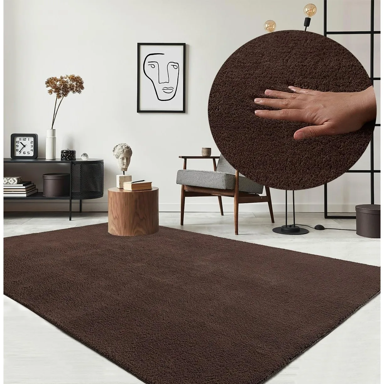 the carpet Relax Moderner Flauschiger Kurzflor Teppich, Anti-Rutsch Unterseite, Waschbar bis 30 Grad, Super Soft, Fello…