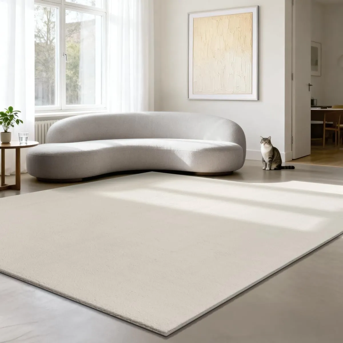 the carpet Relax Moderner Flauschiger Kurzflor Teppich, Anti-Rutsch Unterseite, Waschbar bis 30 Grad, Super Soft, Fello…